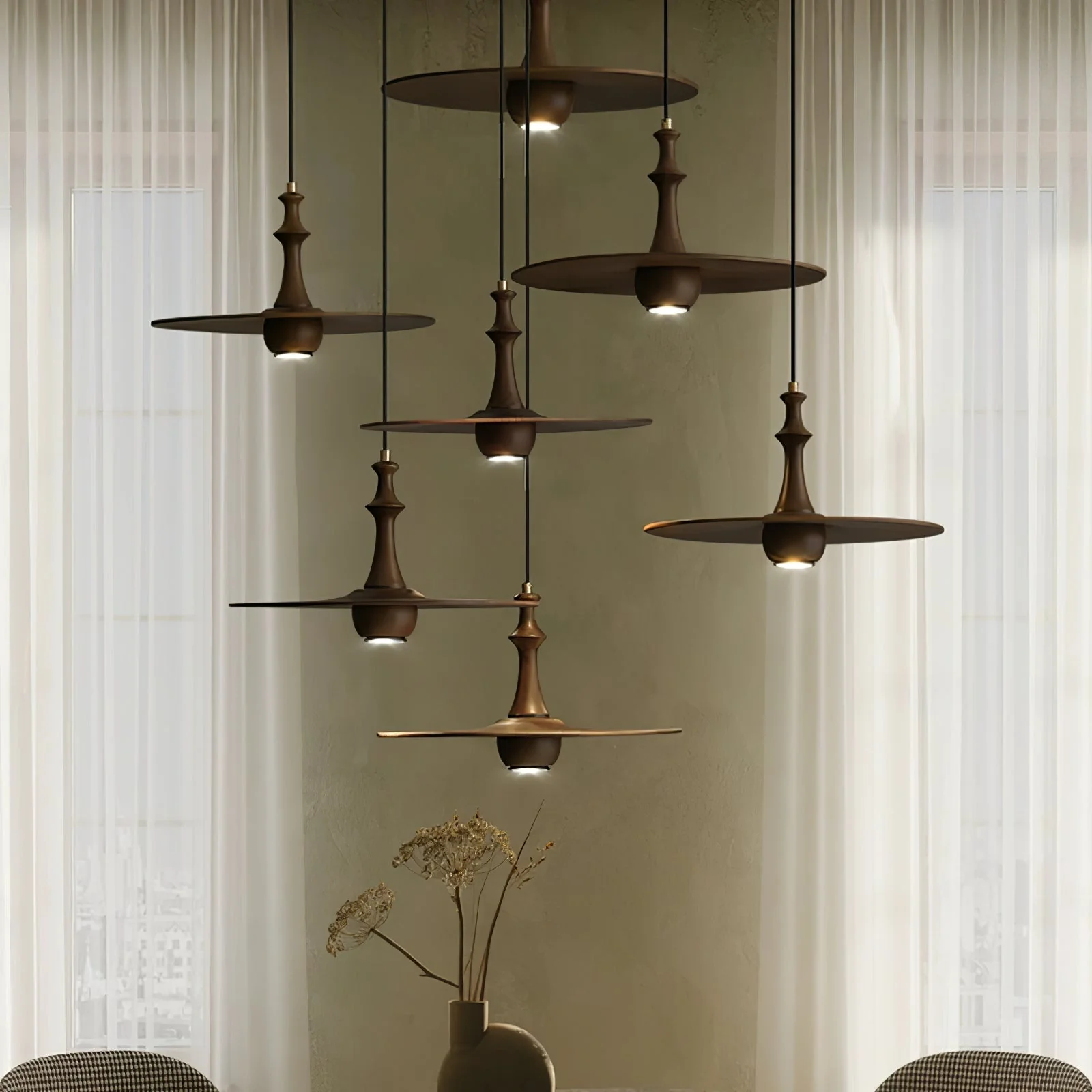Spindle Wooden Spin Pendant Light - Image 4
