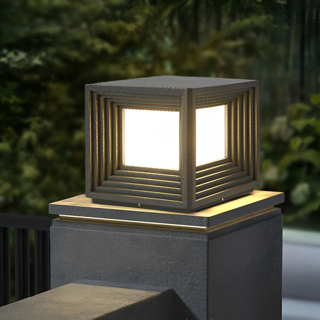 Square Creative LED Modern Steel Outdoor Post Caps Lights