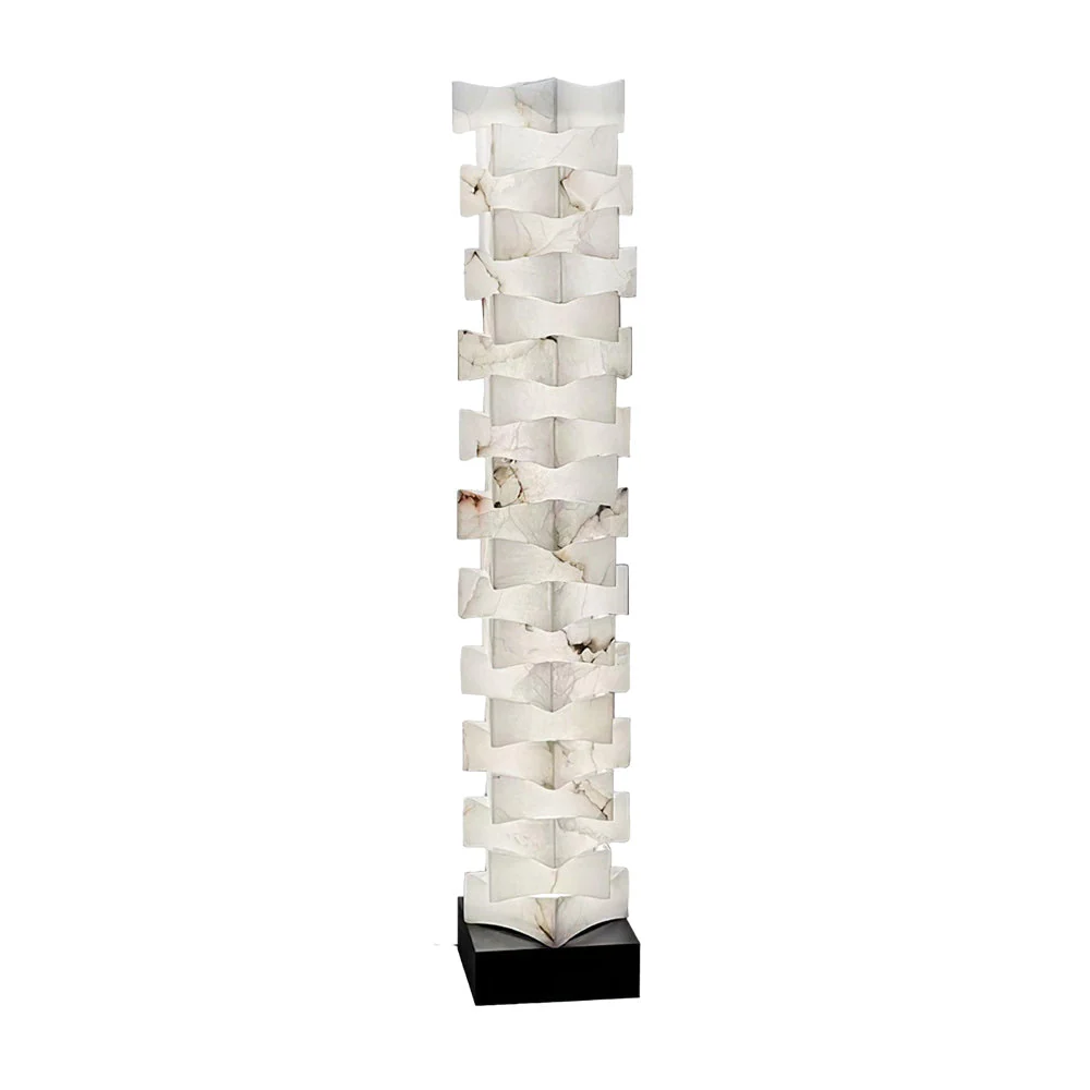 Stacked Sculptural Alabaster Floor Light