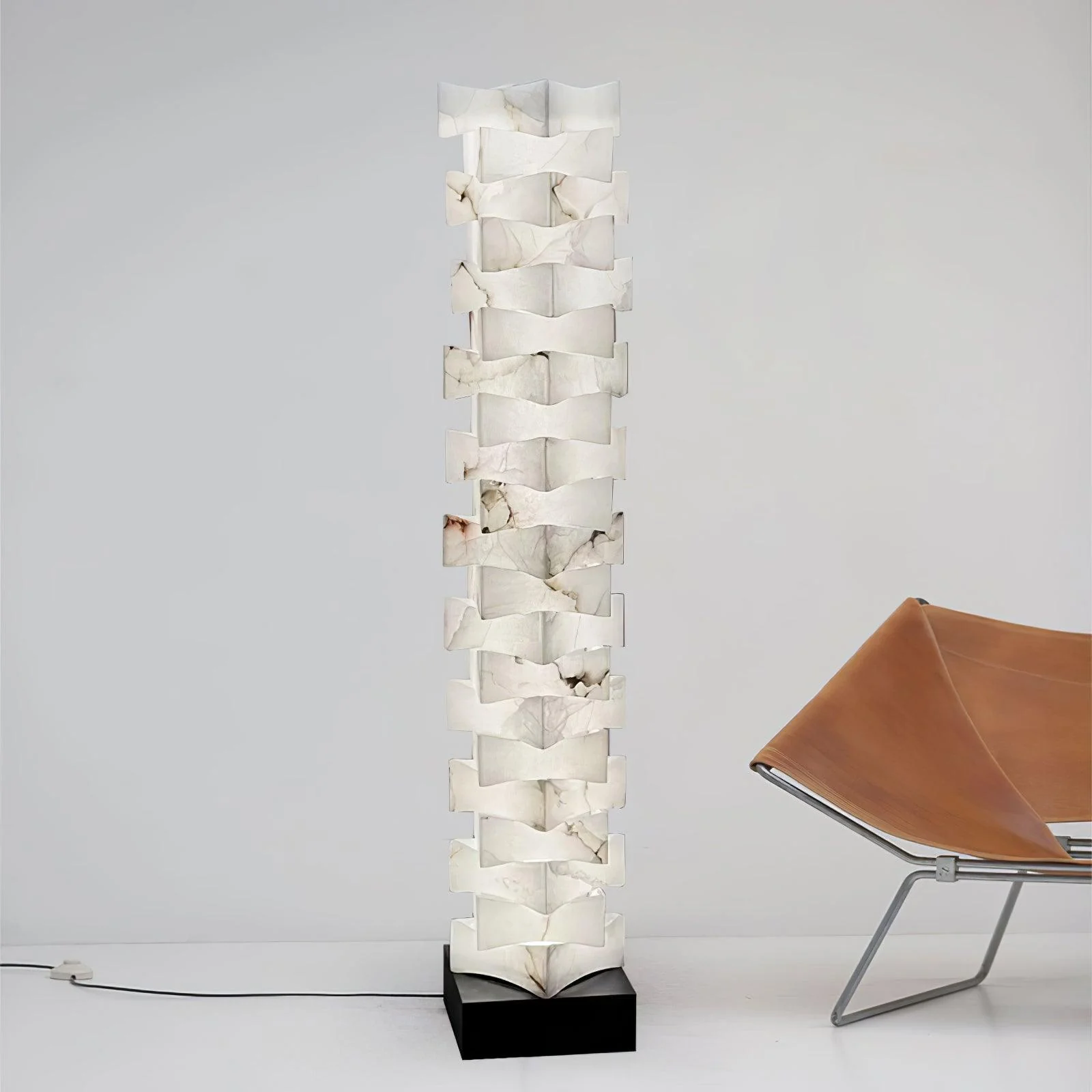 Stacked Sculptural Alabaster Floor Light - Image 4