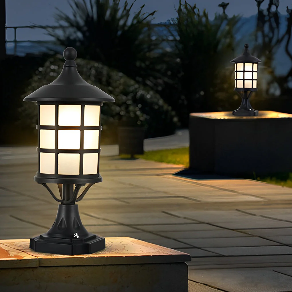 Stacy Round Cage LED Modern Outdoor Fence Post Lights