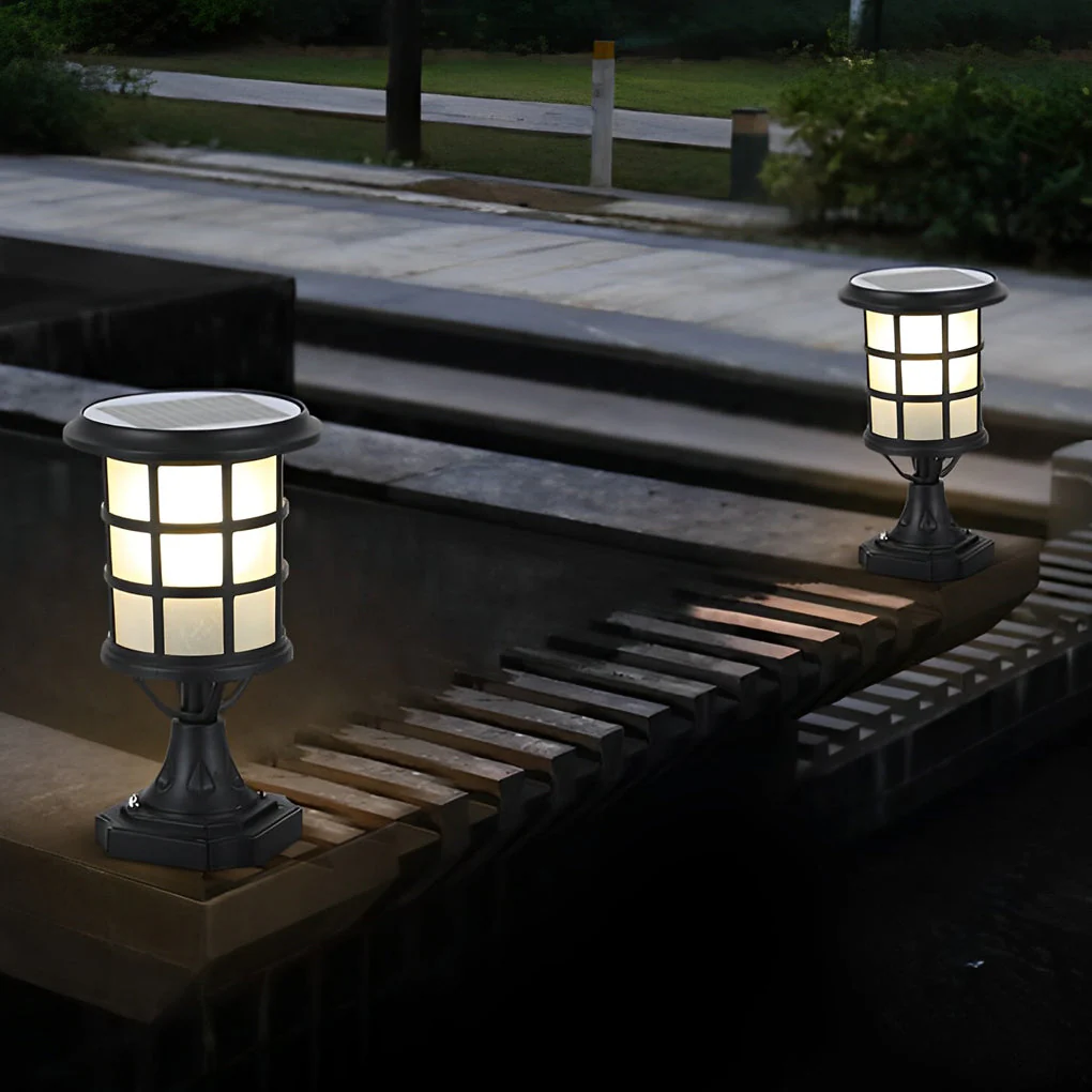 Stacy Round Cage LED Modern Outdoor Fence Post Lights - Image 4