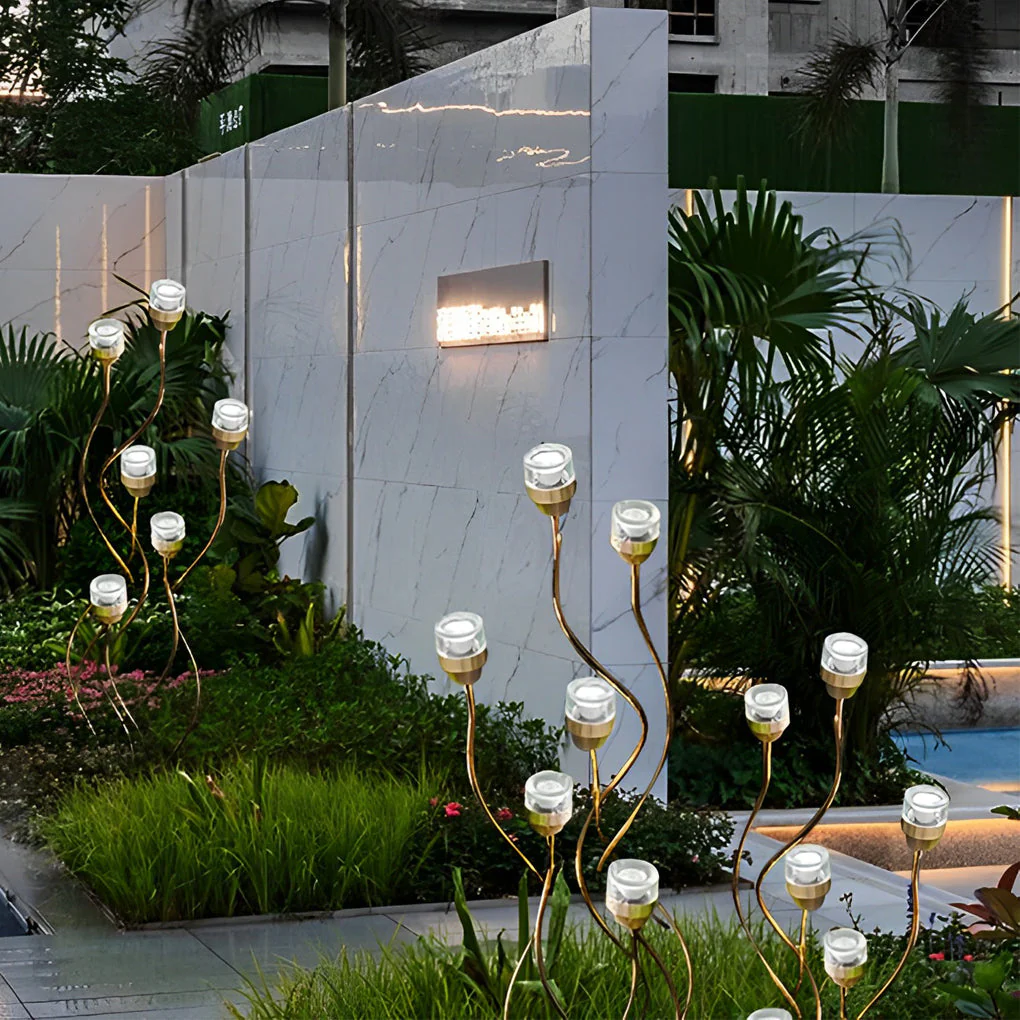 Staree Modern Flower Bud Glass Outdoor Lawn Lights - Image 3