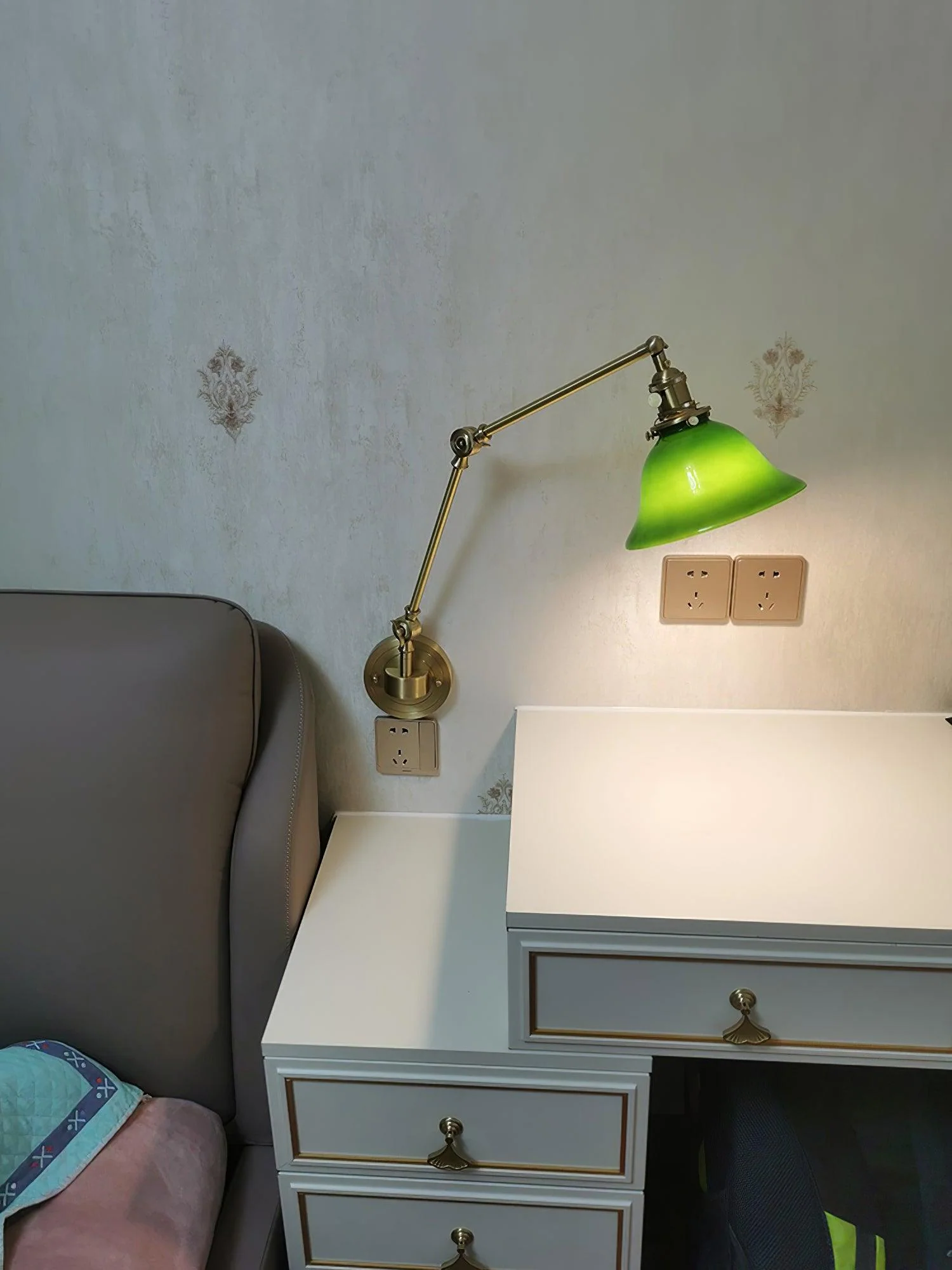 Straun Industrial Brass Wall Light - Image 5