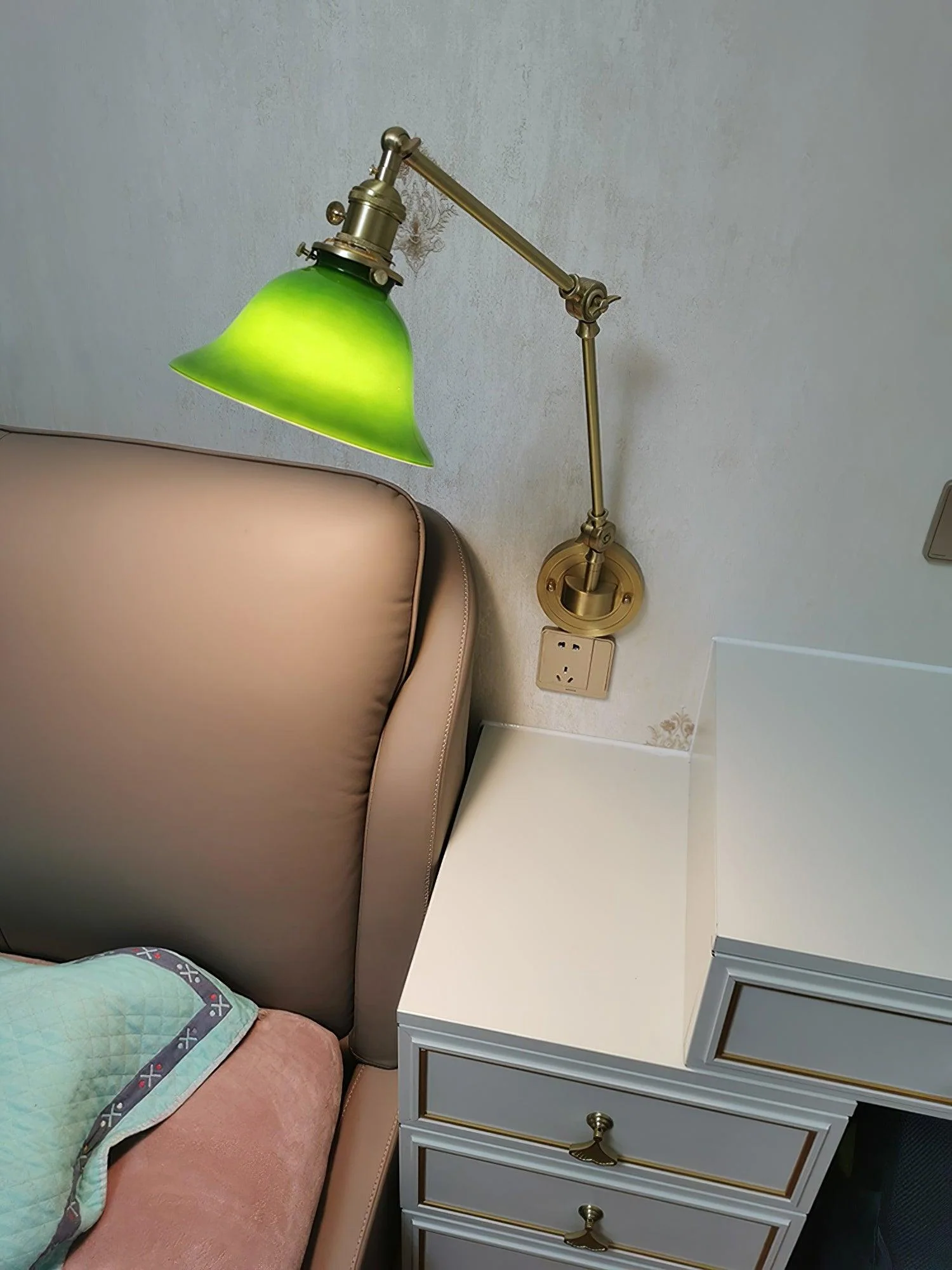 Straun Industrial Brass Wall Light - Image 9