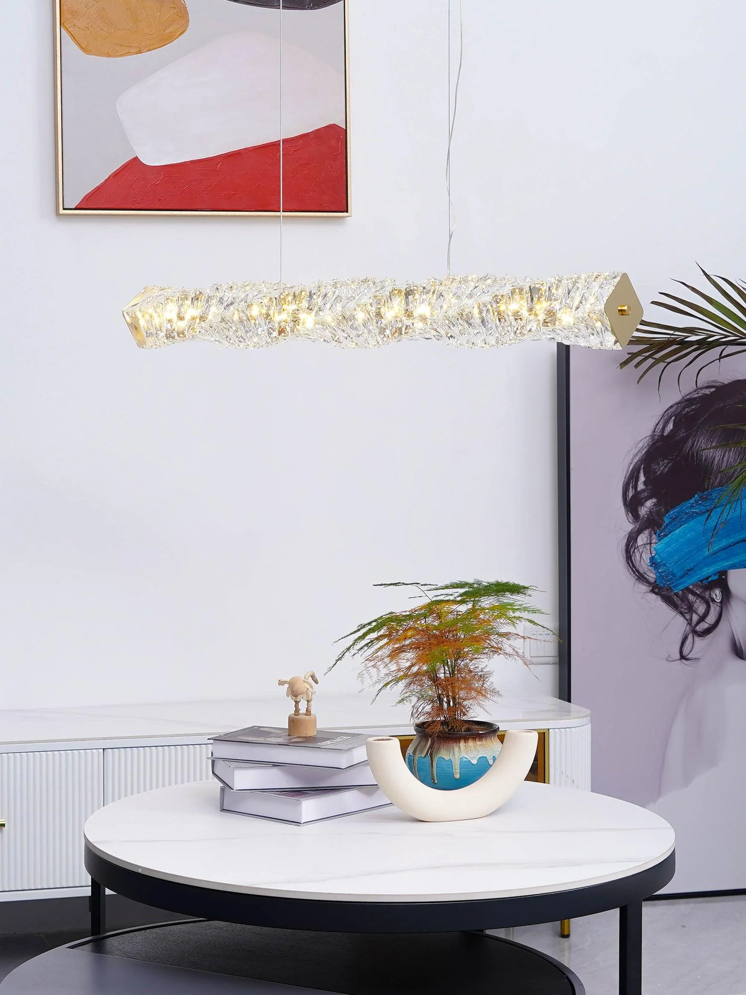 Stream Long Crystal Pendant Lamp - Image 12