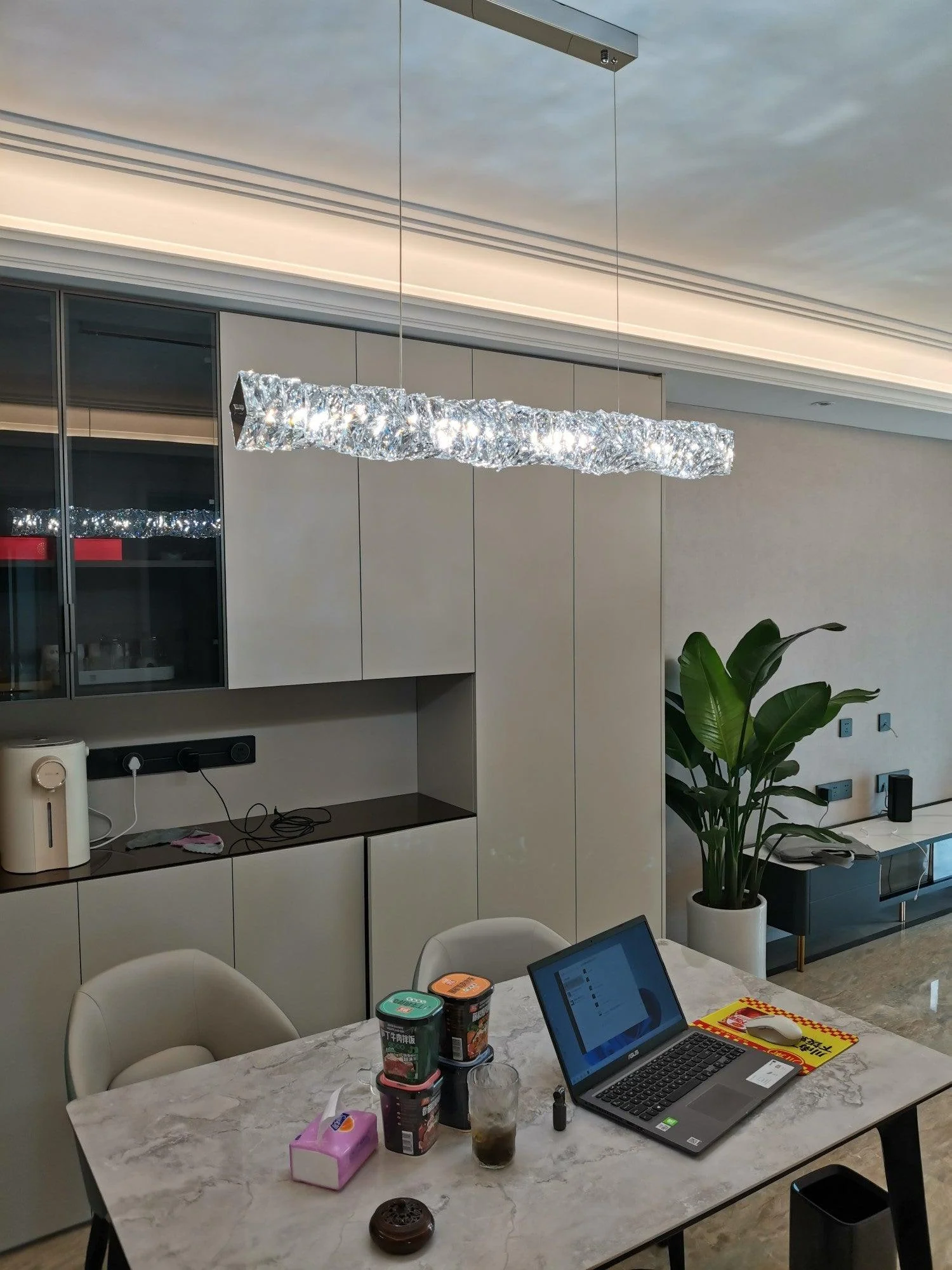 Stream Long Crystal Pendant Lamp - Image 13
