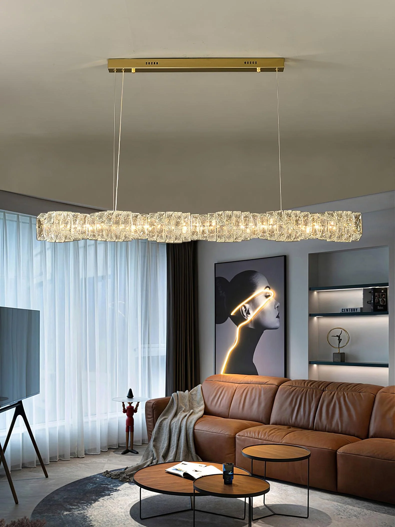 Stream Long Crystal Pendant Lamp - Image 15
