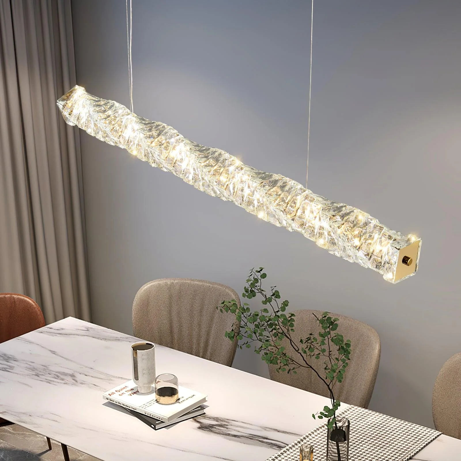 Stream Long Crystal Pendant Lamp - Image 4