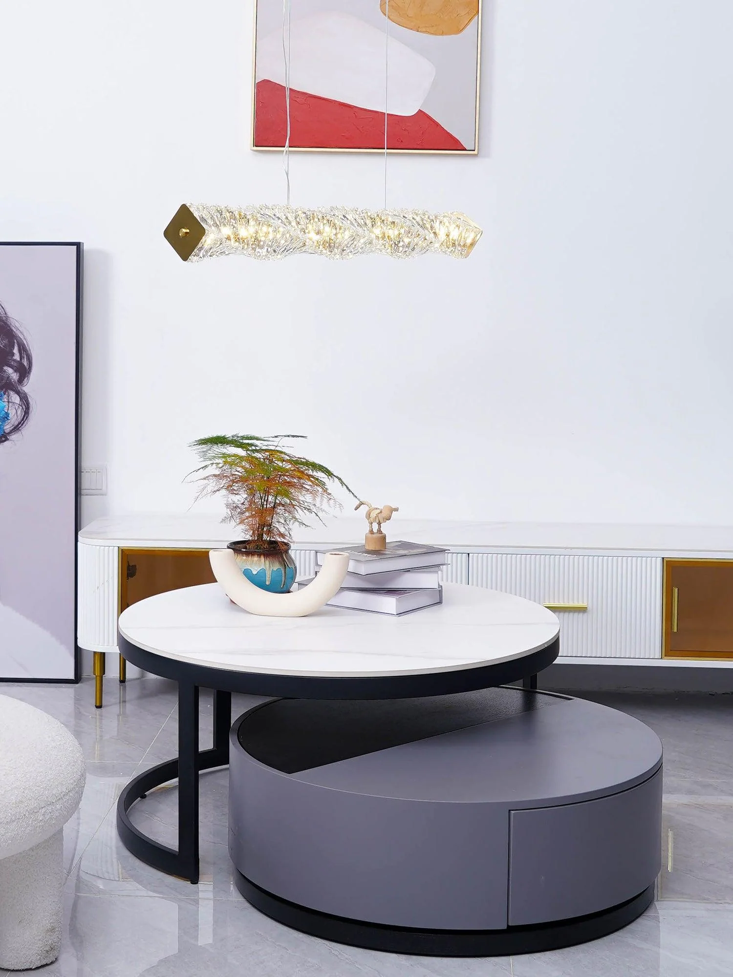 Stream Long Crystal Pendant Lamp - Image 55