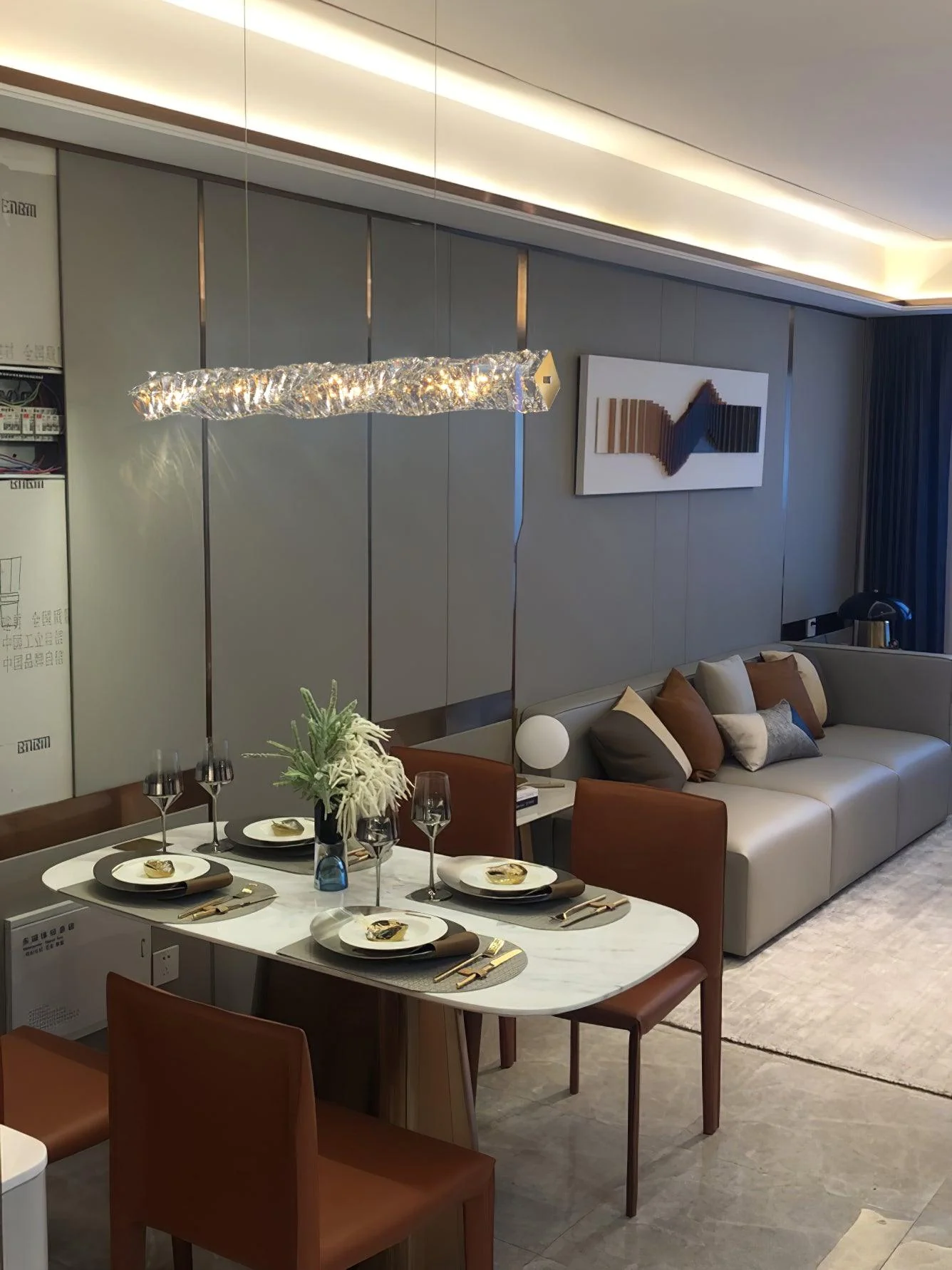Stream Long Crystal Pendant Lamp - Image 58