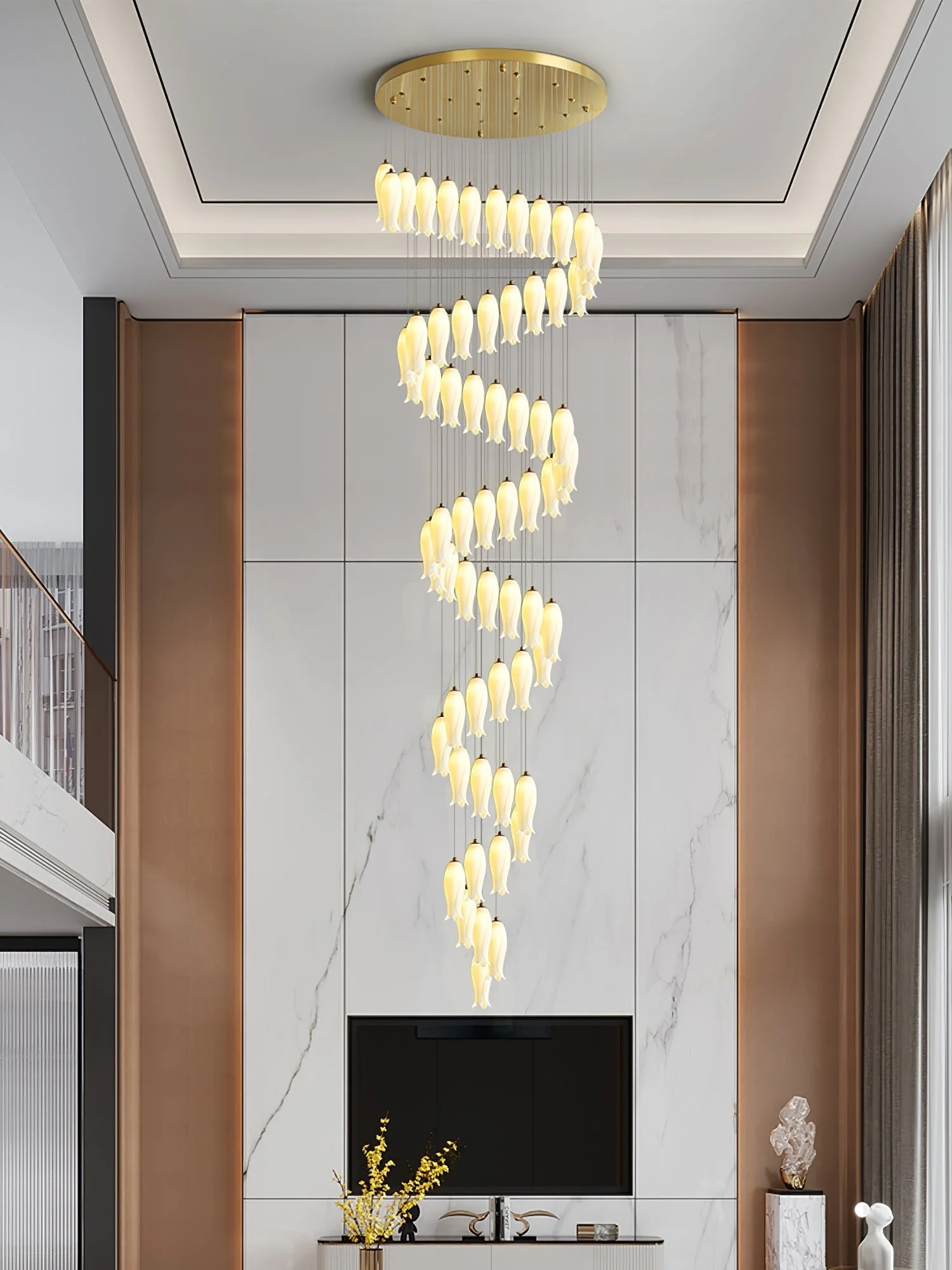 Sylirion Alabaster Brass Chandelier - Image 12