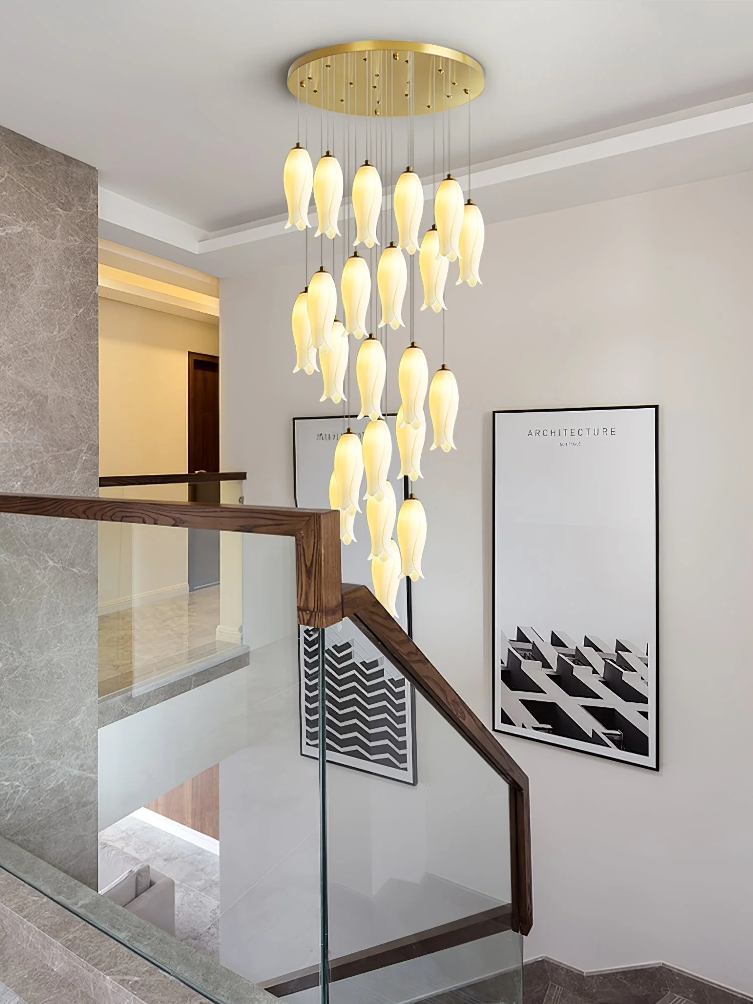 Sylirion Alabaster Brass Chandelier - Image 52