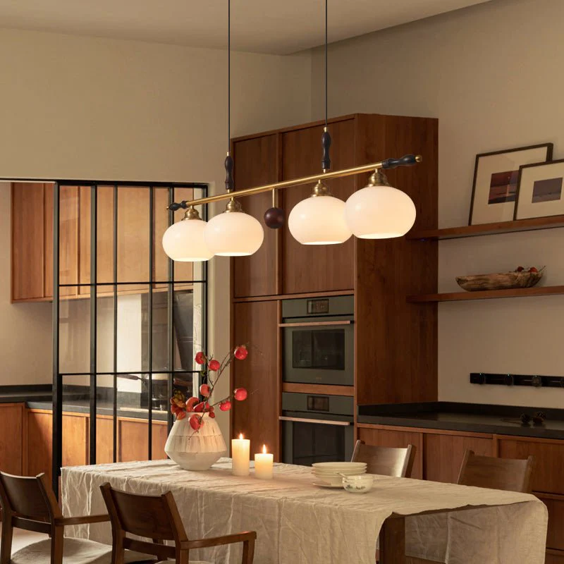 Sylvara Premium Elegance Traditional Wood Glass Pendant Lamp - Image 3