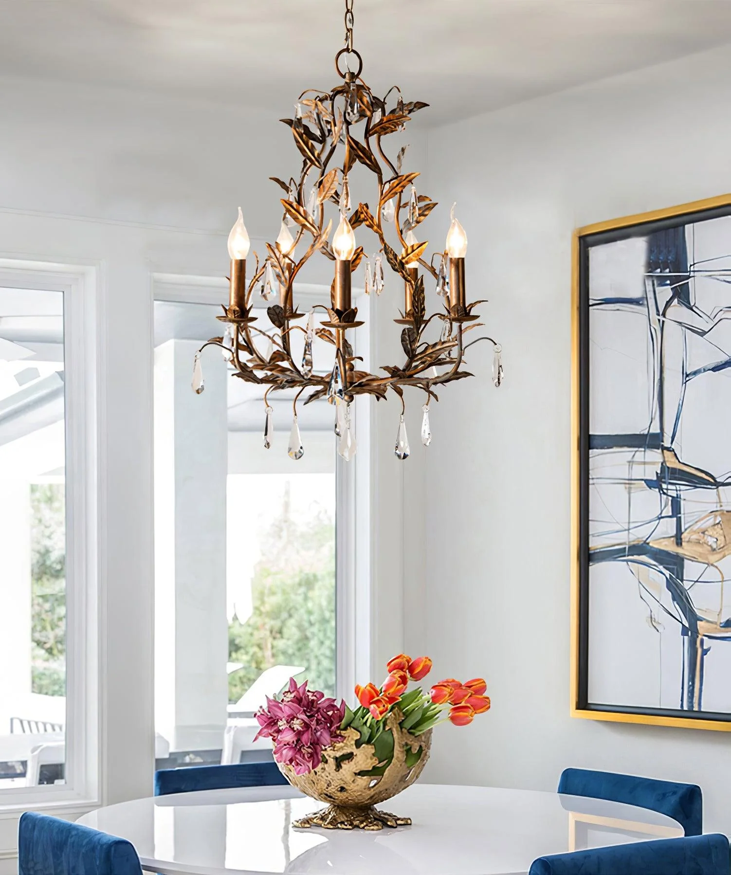 Sylvia Vintage Glass Chandelier - Image 24
