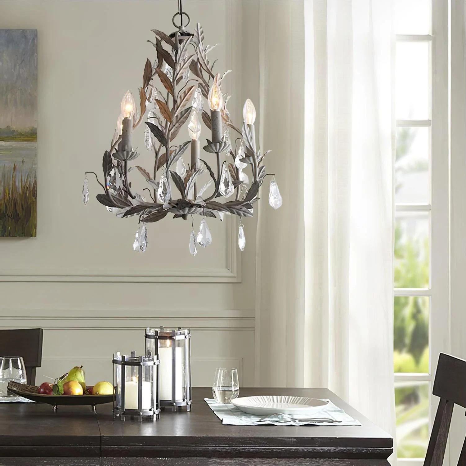 Sylvia Vintage Glass Chandelier - Image 4