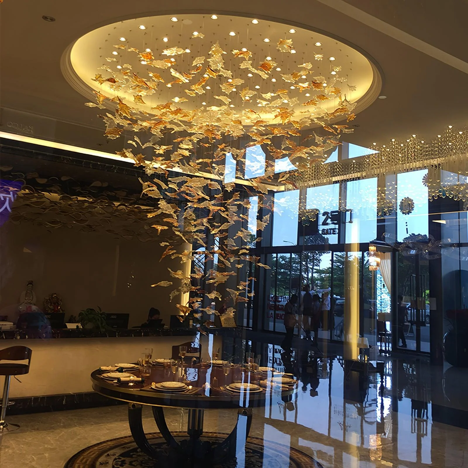 Syraean Multicolor Maple Leaf Crystal Chandelier - Image 11