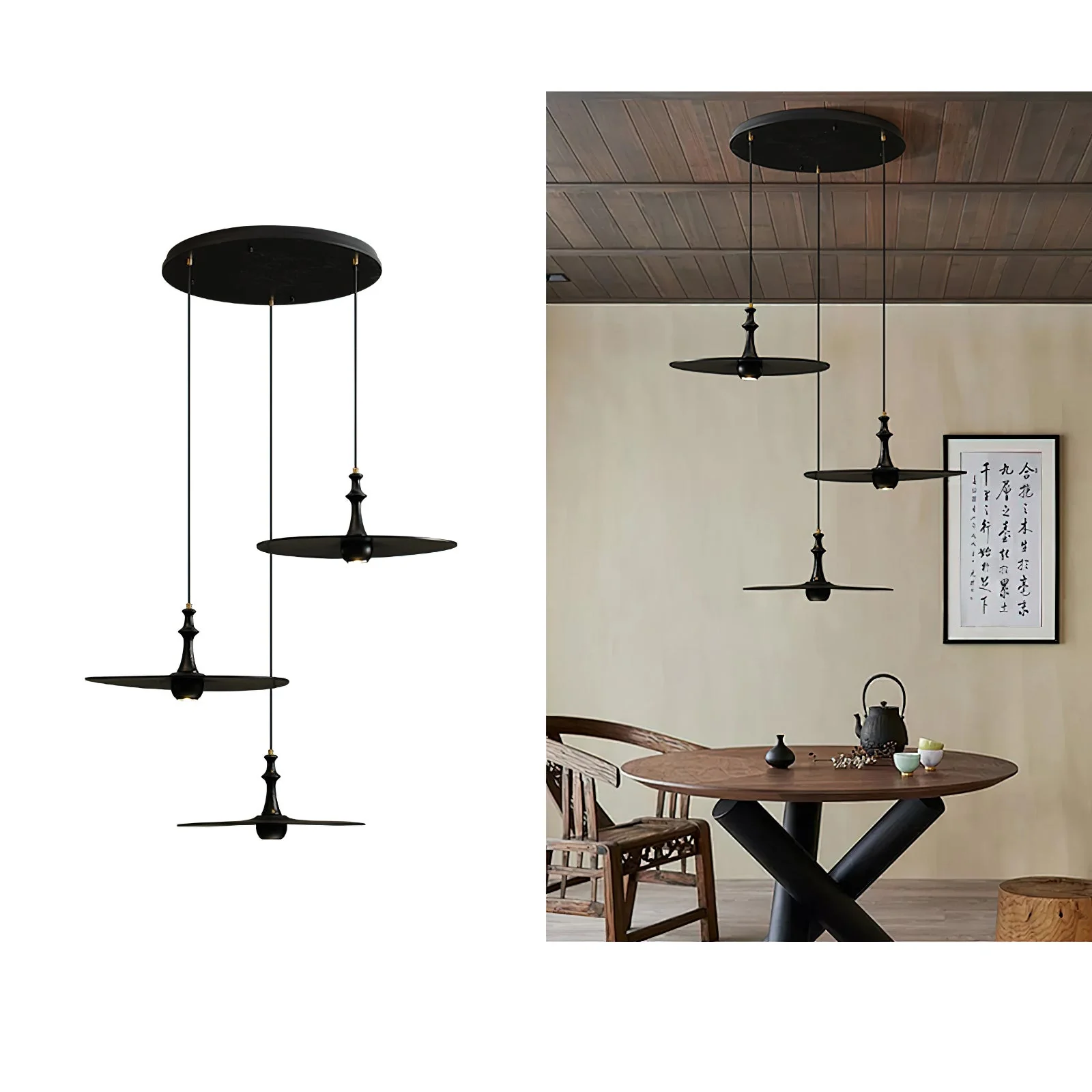 Syrinyra Sculptural Wood Disc Pendant Light - Image 15