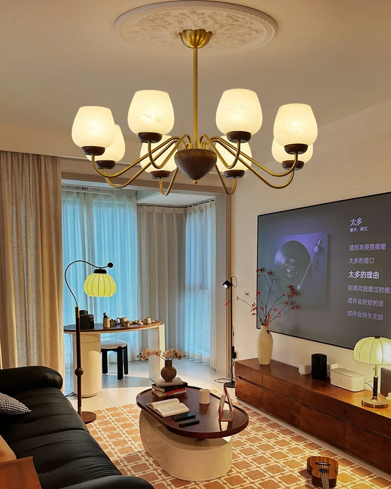 Sytheiel Premium	Elegance Wood Glass Chandelier - Image 11