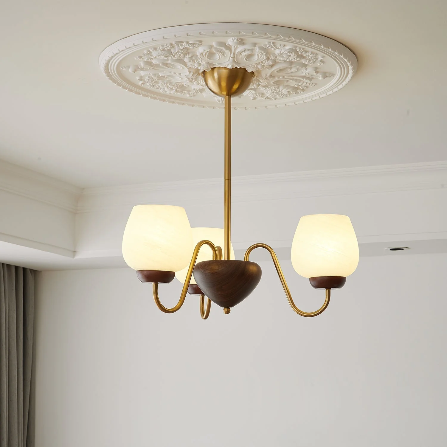 Sytheiel Premium	Elegance Wood Glass Chandelier - Image 12