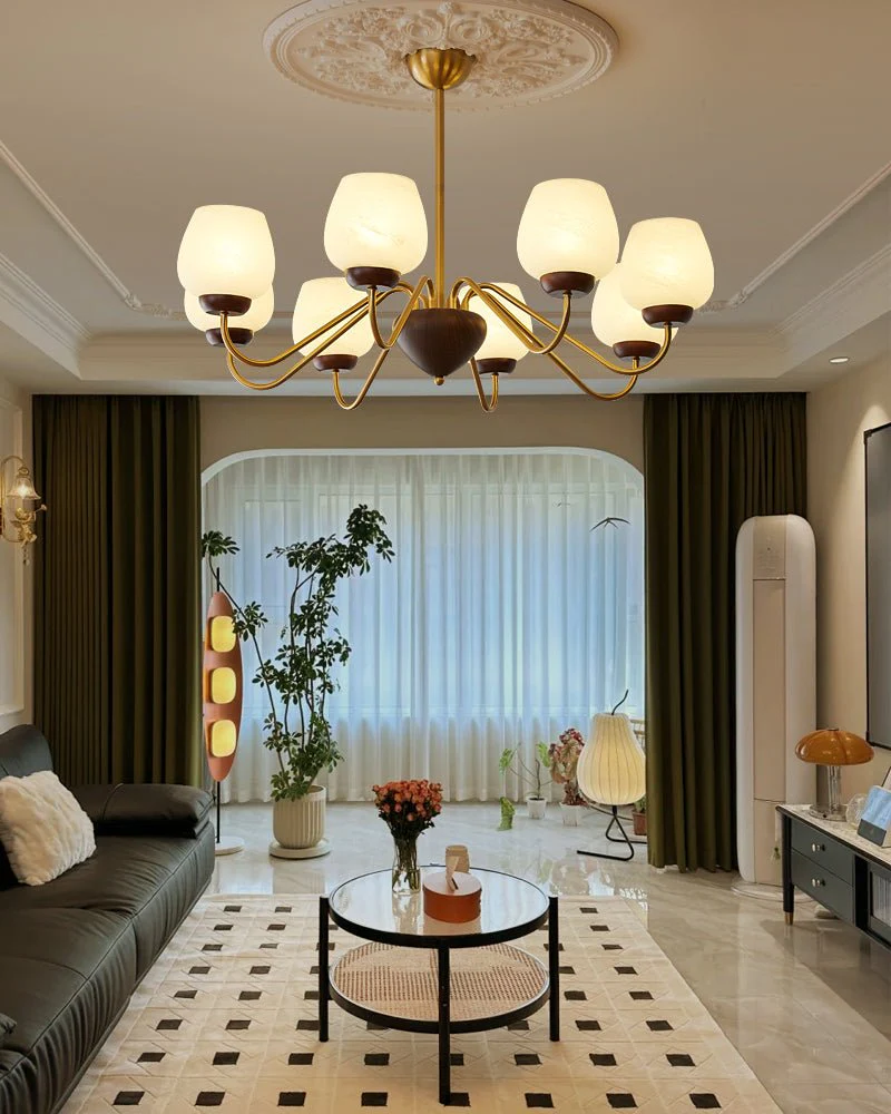 Sytheiel Premium	Elegance Wood Glass Chandelier - Image 13