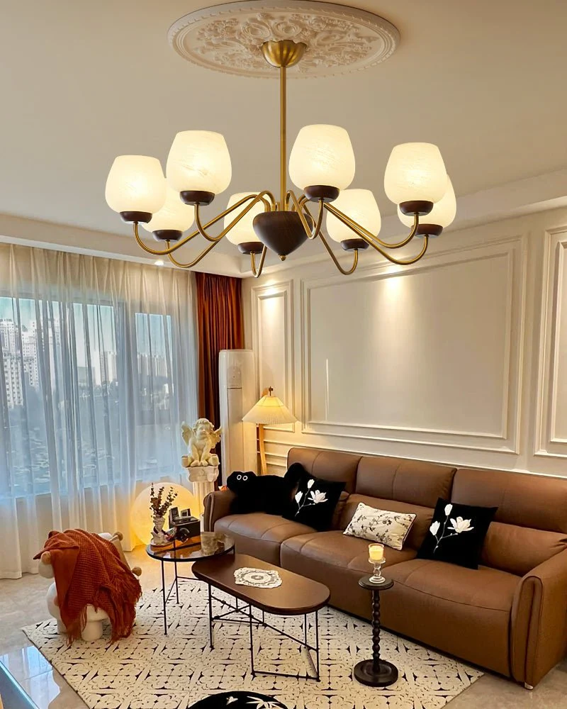 Sytheiel Premium	Elegance Wood Glass Chandelier - Image 14