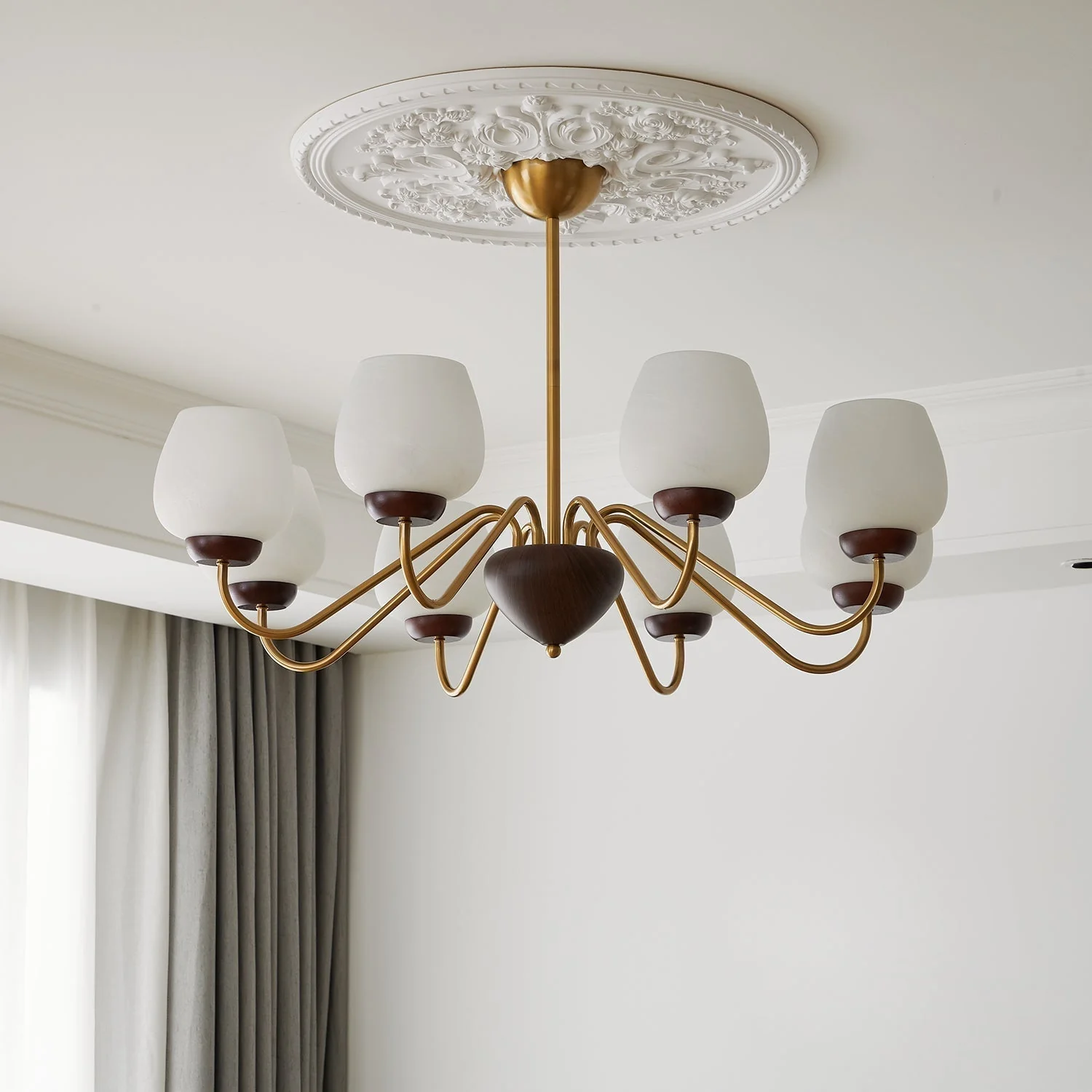 Sytheiel Premium	Elegance Wood Glass Chandelier - Image 16