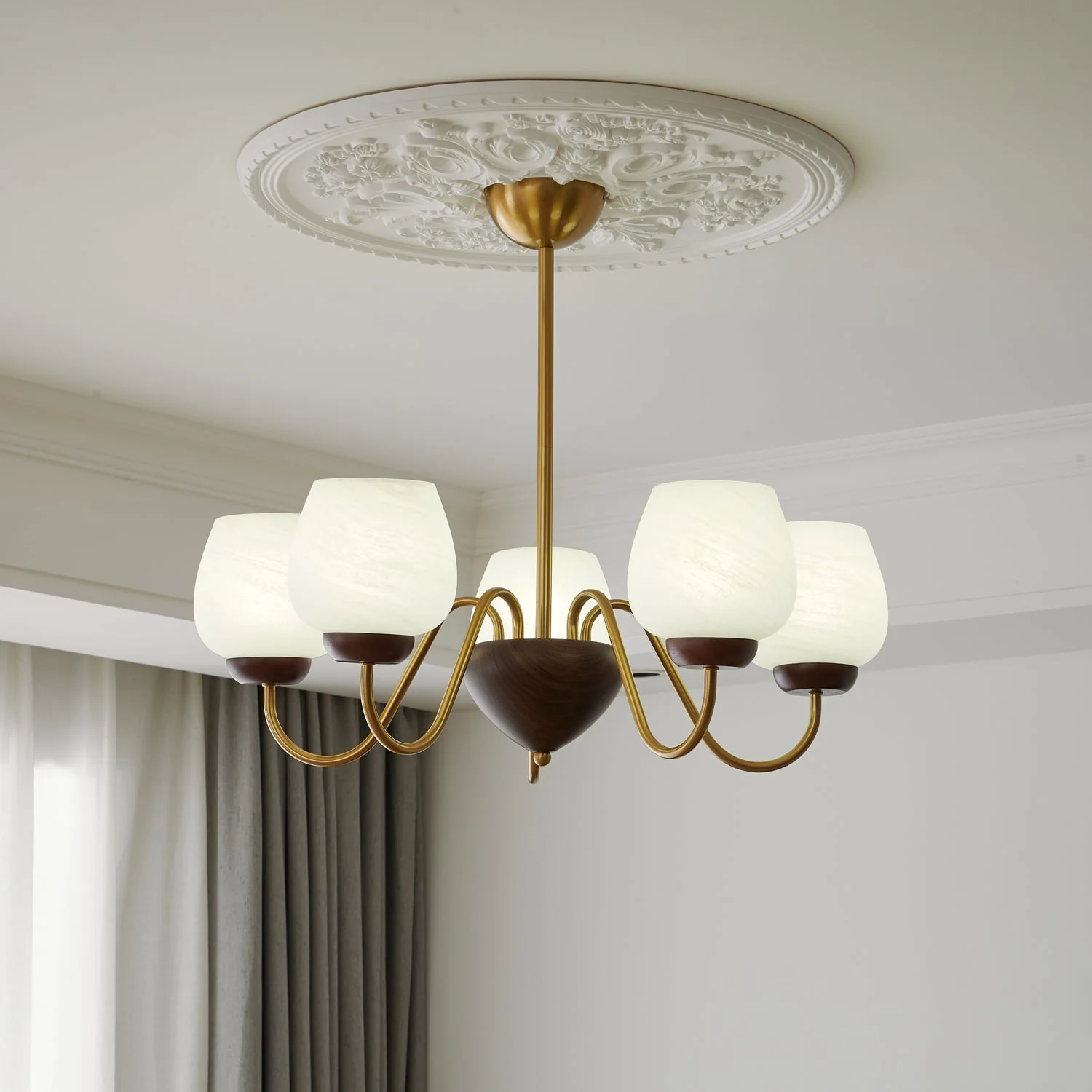 Sytheiel Premium	Elegance Wood Glass Chandelier - Image 23