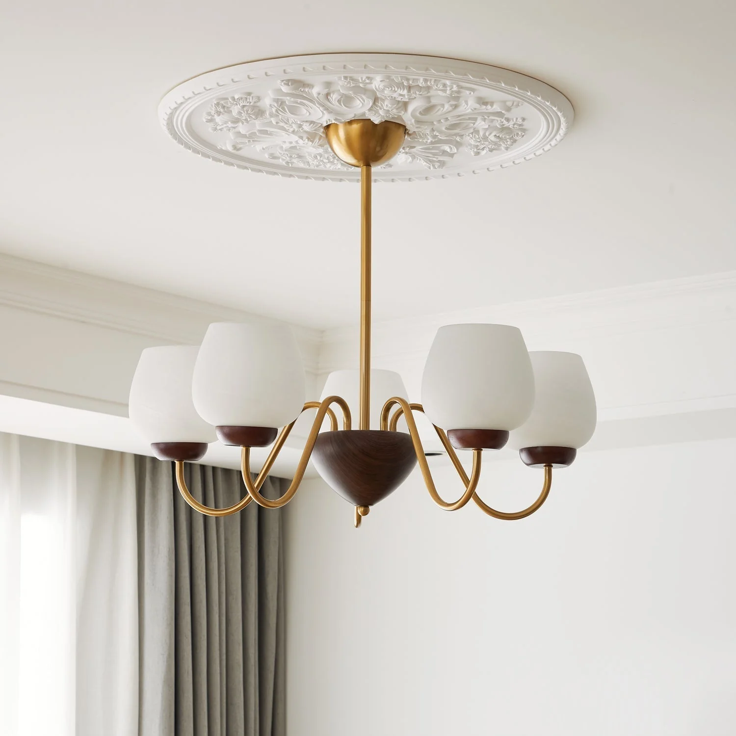 Sytheiel Premium	Elegance Wood Glass Chandelier - Image 28