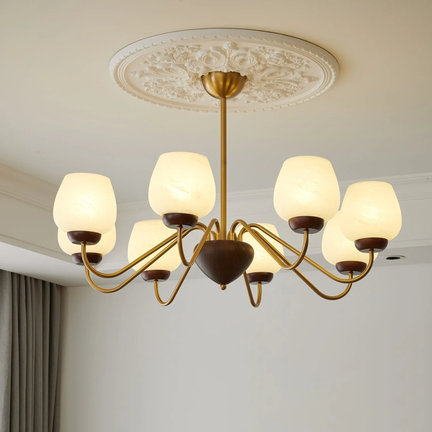 Sytheiel Premium	Elegance Wood Glass Chandelier - Image 30