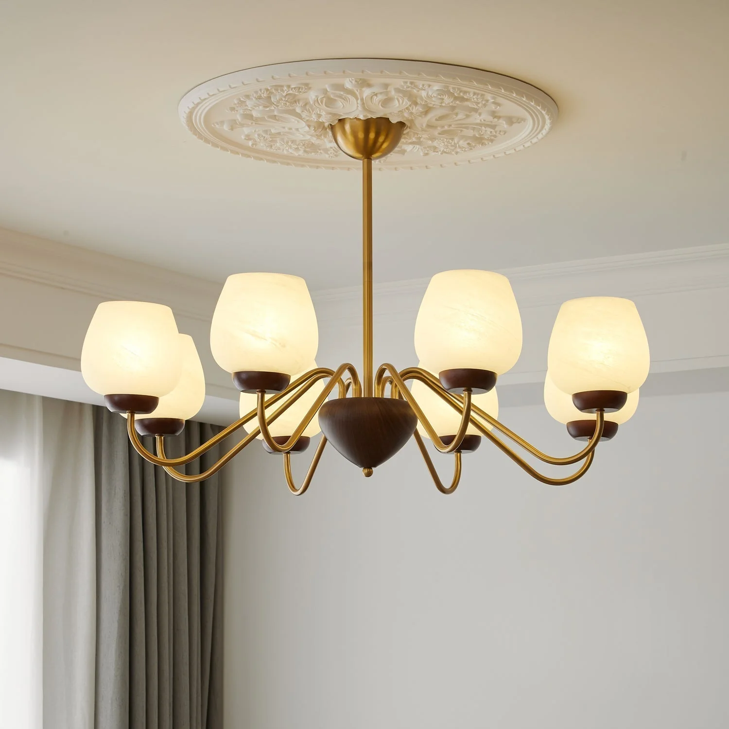 Sytheiel Premium	Elegance Wood Glass Chandelier - Image 31