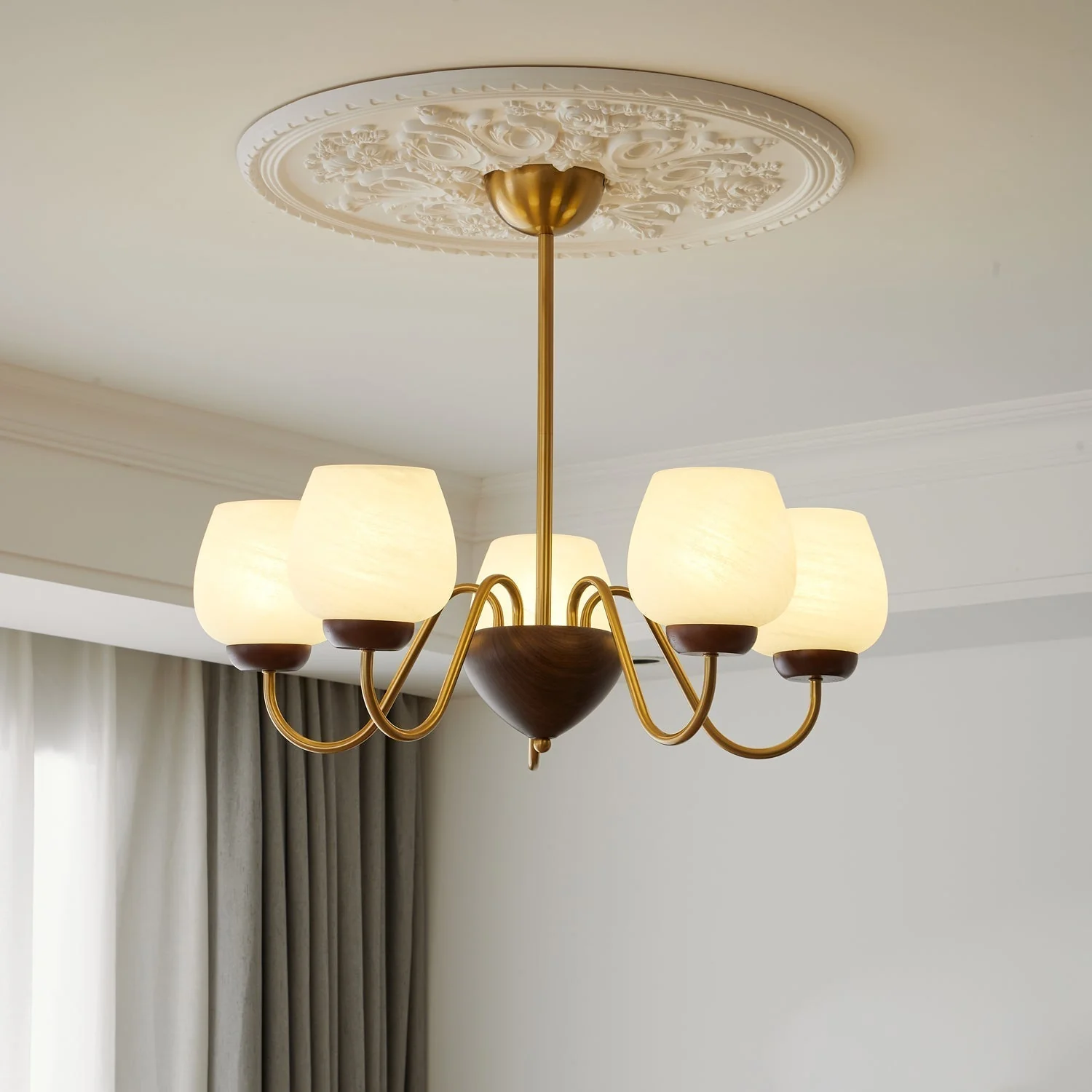 Sytheiel Premium	Elegance Wood Glass Chandelier - Image 32