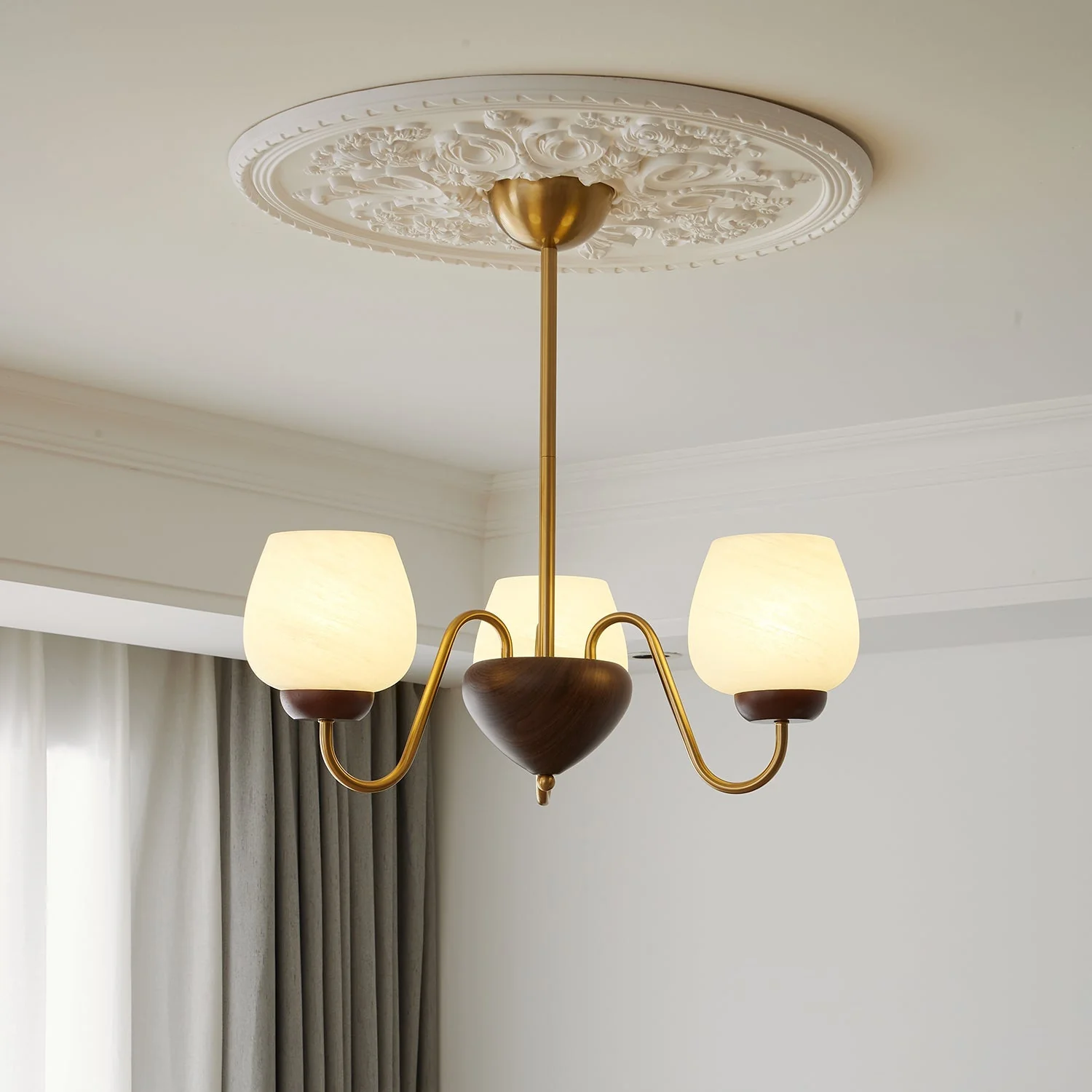 Sytheiel Premium	Elegance Wood Glass Chandelier - Image 33