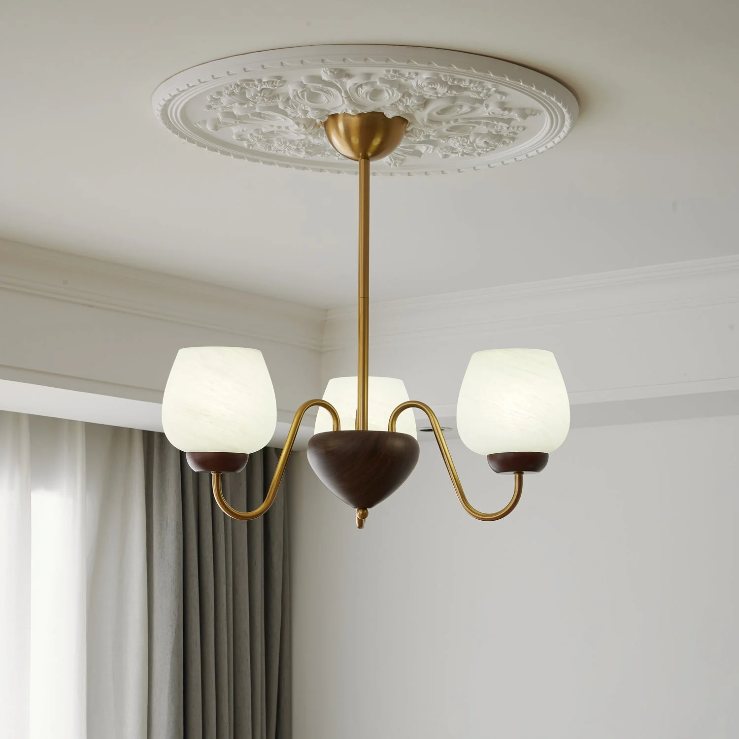 Sytheiel Premium	Elegance Wood Glass Chandelier - Image 34