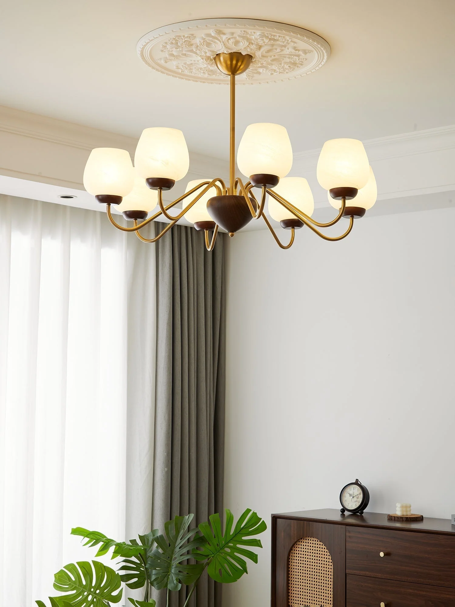 Sytheiel Premium	Elegance Wood Glass Chandelier - Image 37
