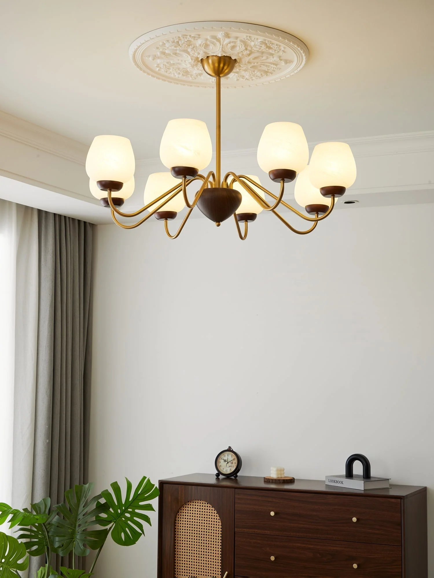 Sytheiel Premium	Elegance Wood Glass Chandelier - Image 38