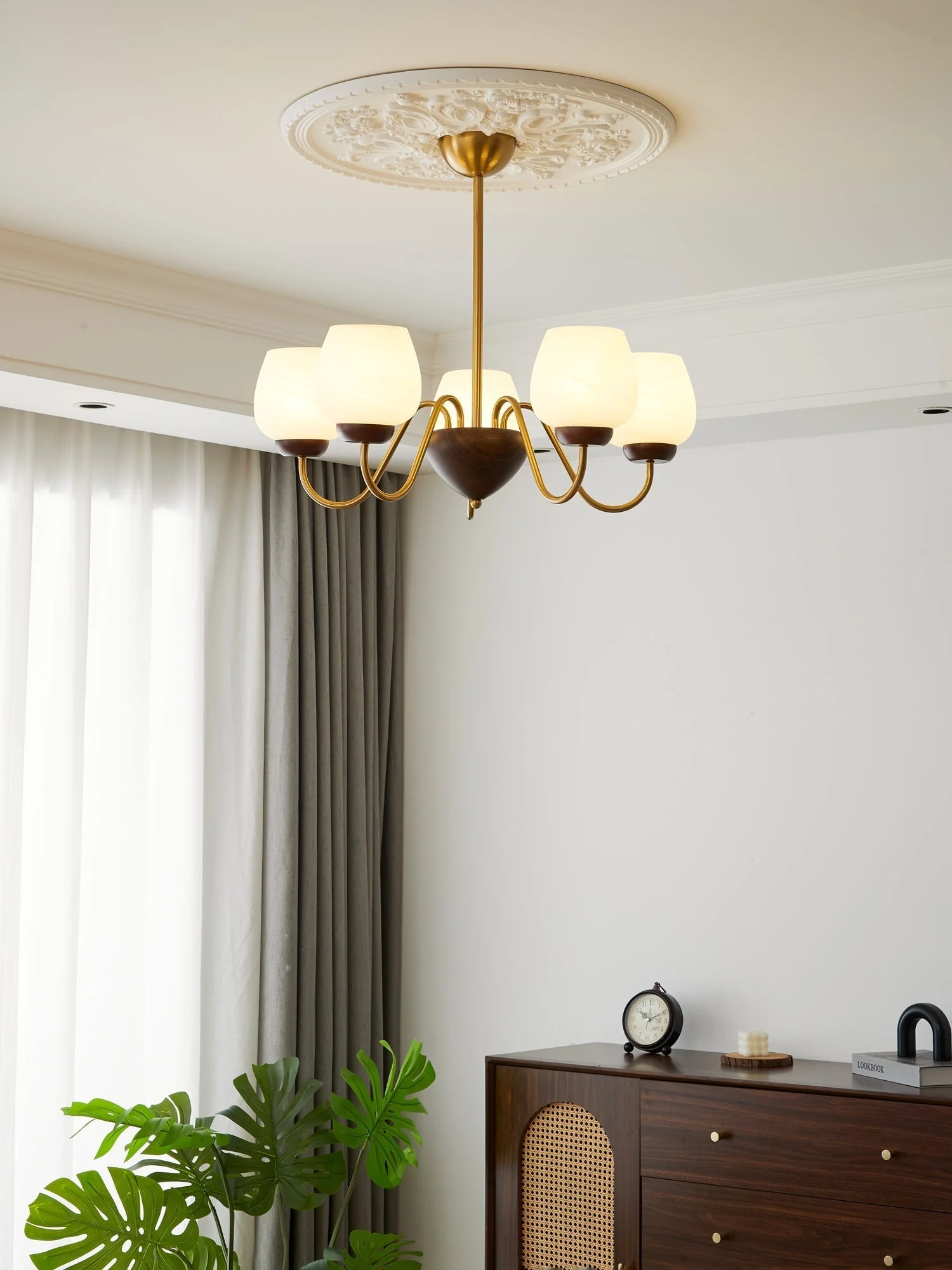 Sytheiel Premium	Elegance Wood Glass Chandelier - Image 39
