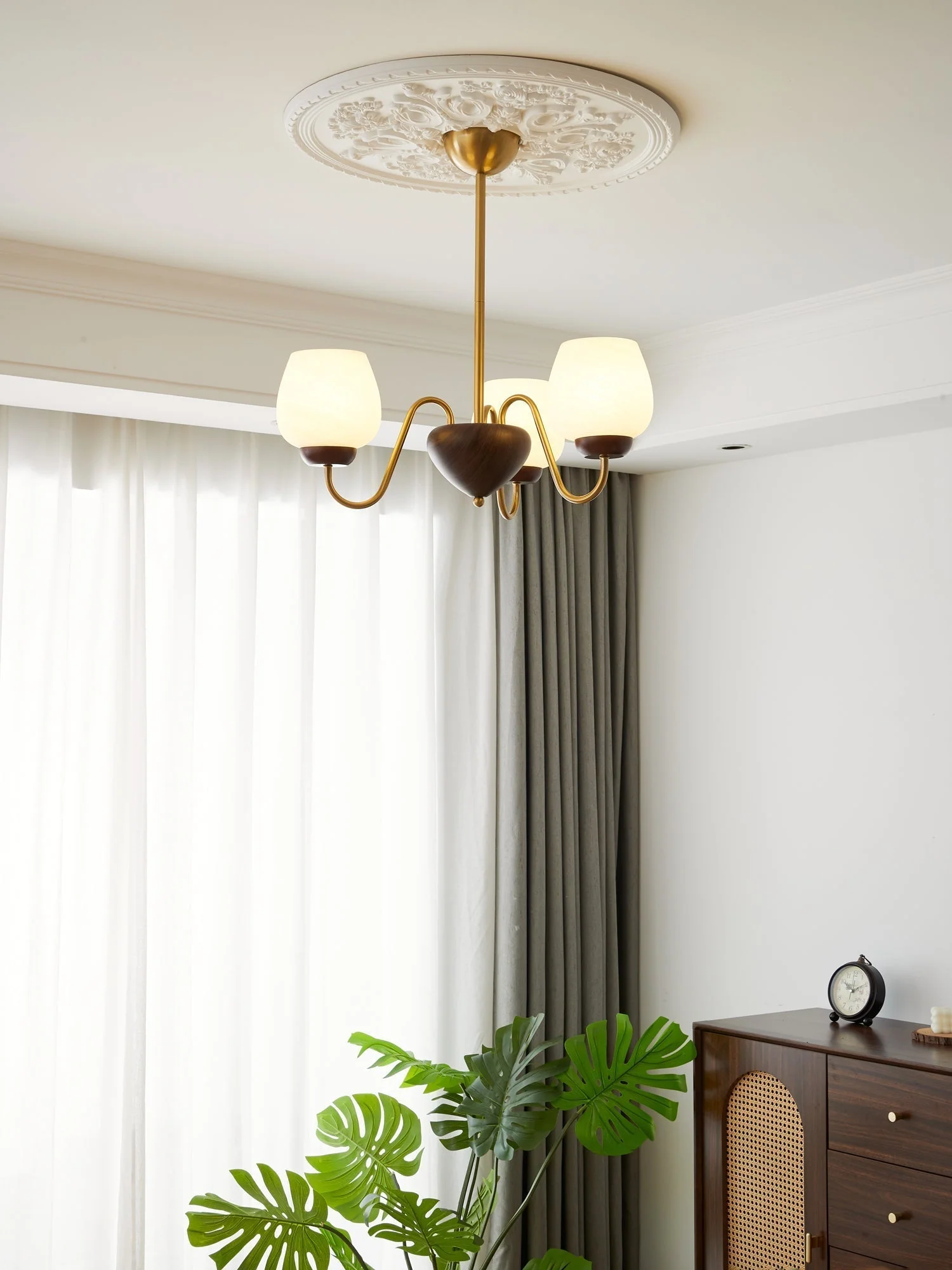 Sytheiel Premium	Elegance Wood Glass Chandelier - Image 5