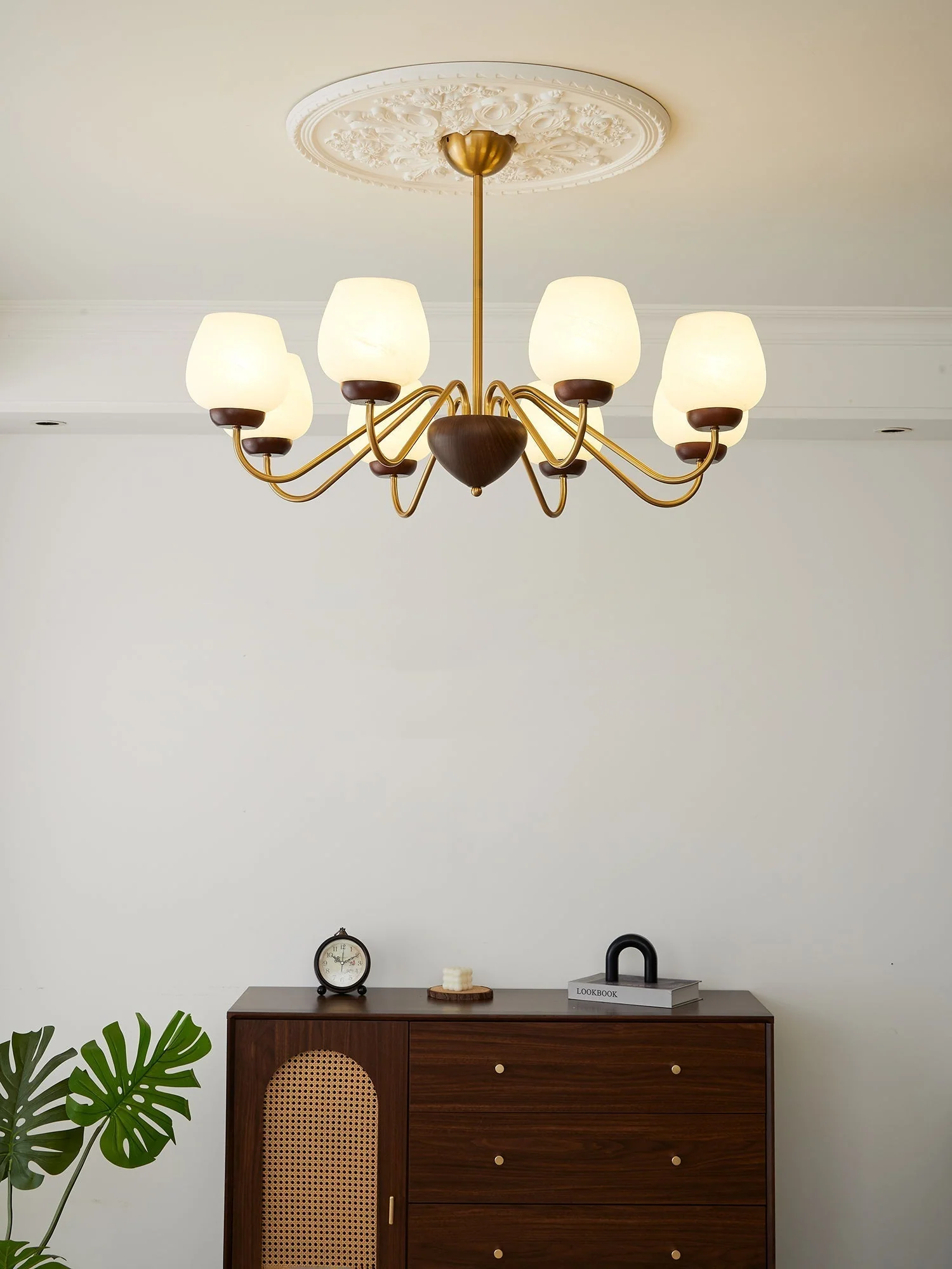 Sytheiel Premium	Elegance Wood Glass Chandelier - Image 6