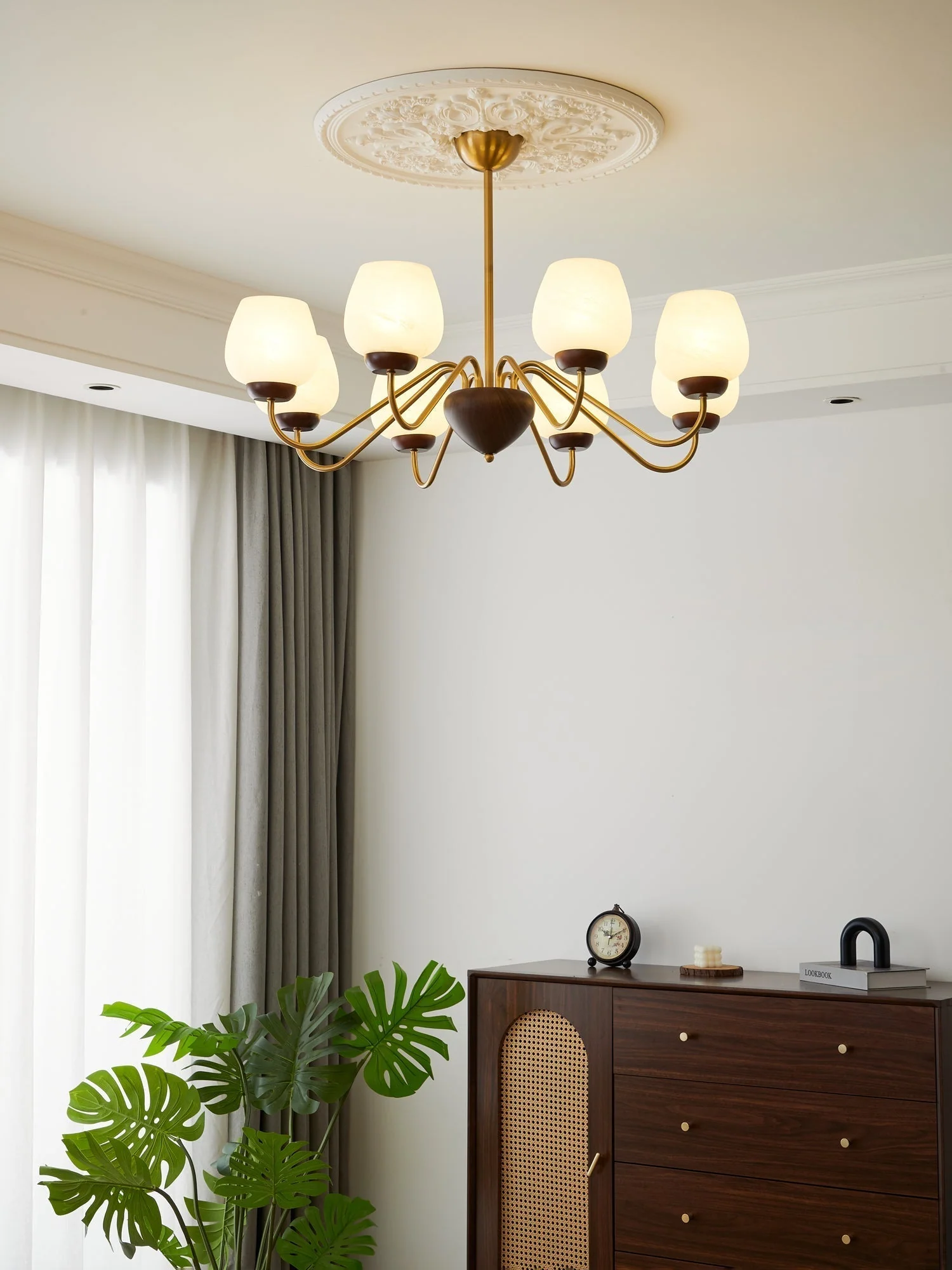 Sytheiel Premium	Elegance Wood Glass Chandelier - Image 8