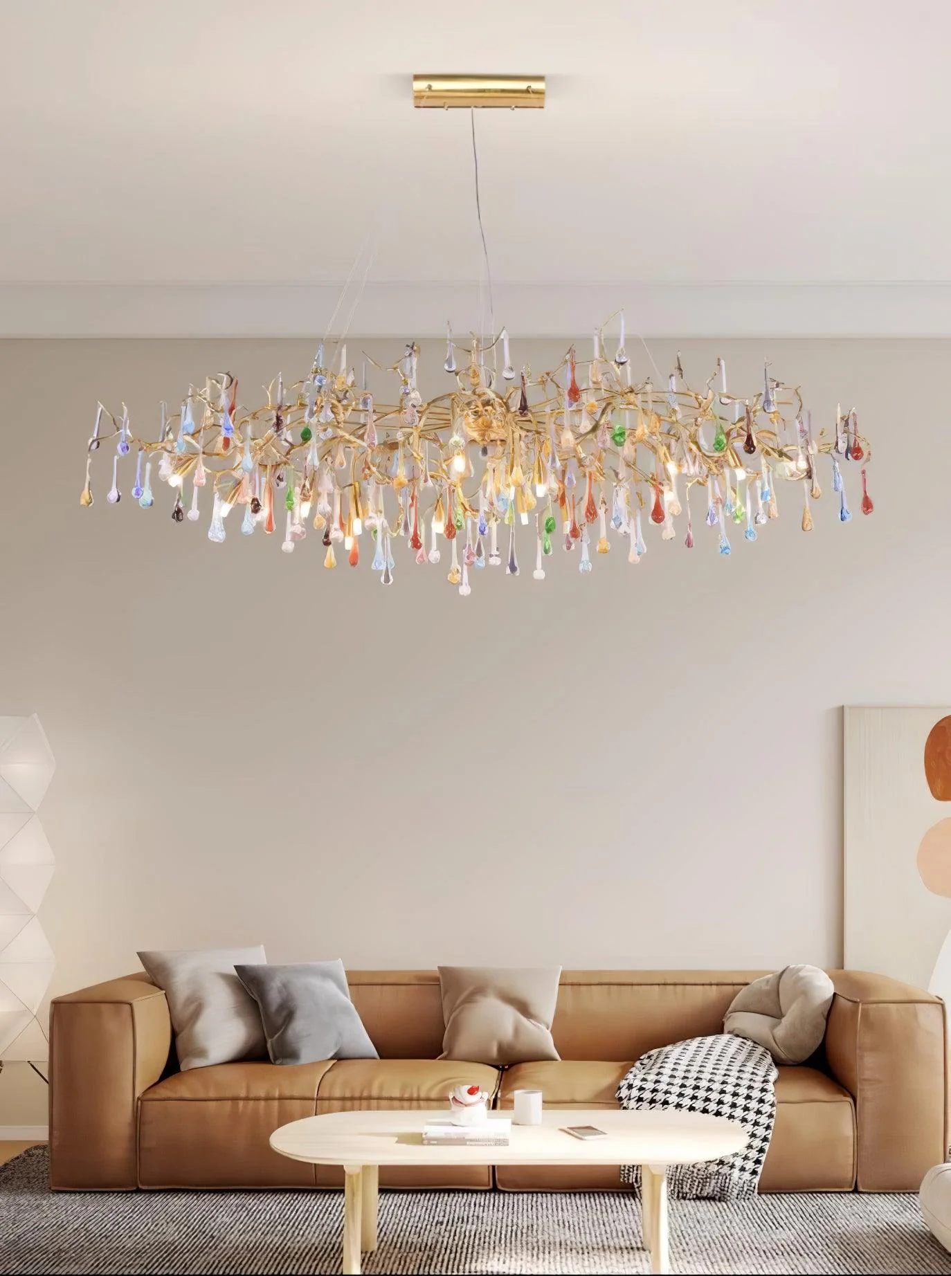 Sytheir Colorful Raindrop Branch Brass Crystal Chandelier - Image 10