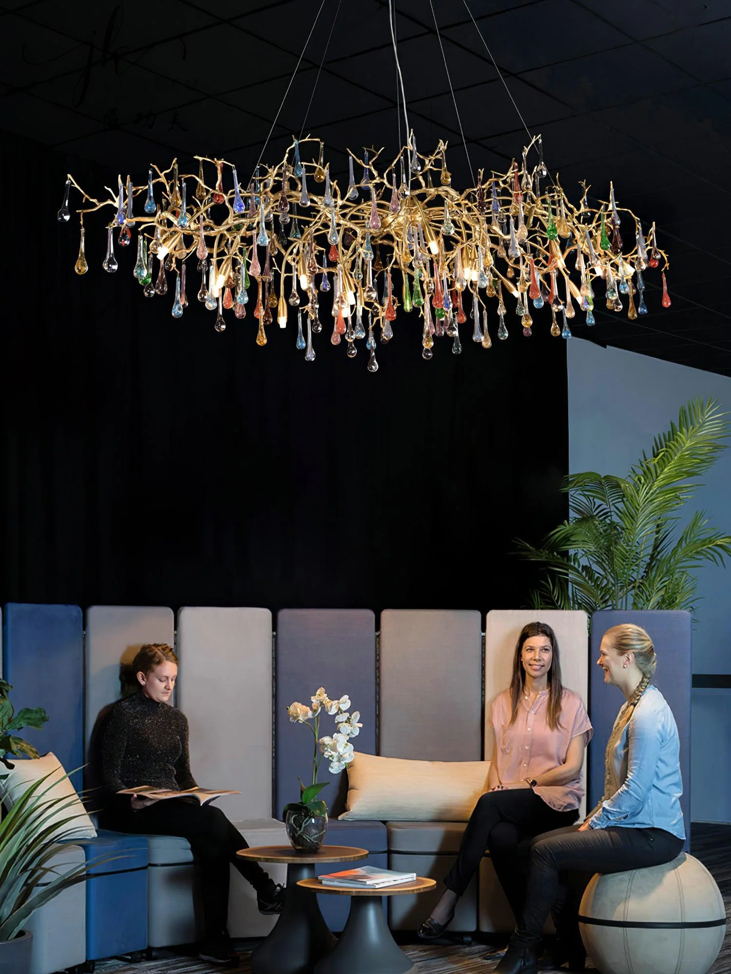 Sytheir Colorful Raindrop Branch Brass Crystal Chandelier - Image 16