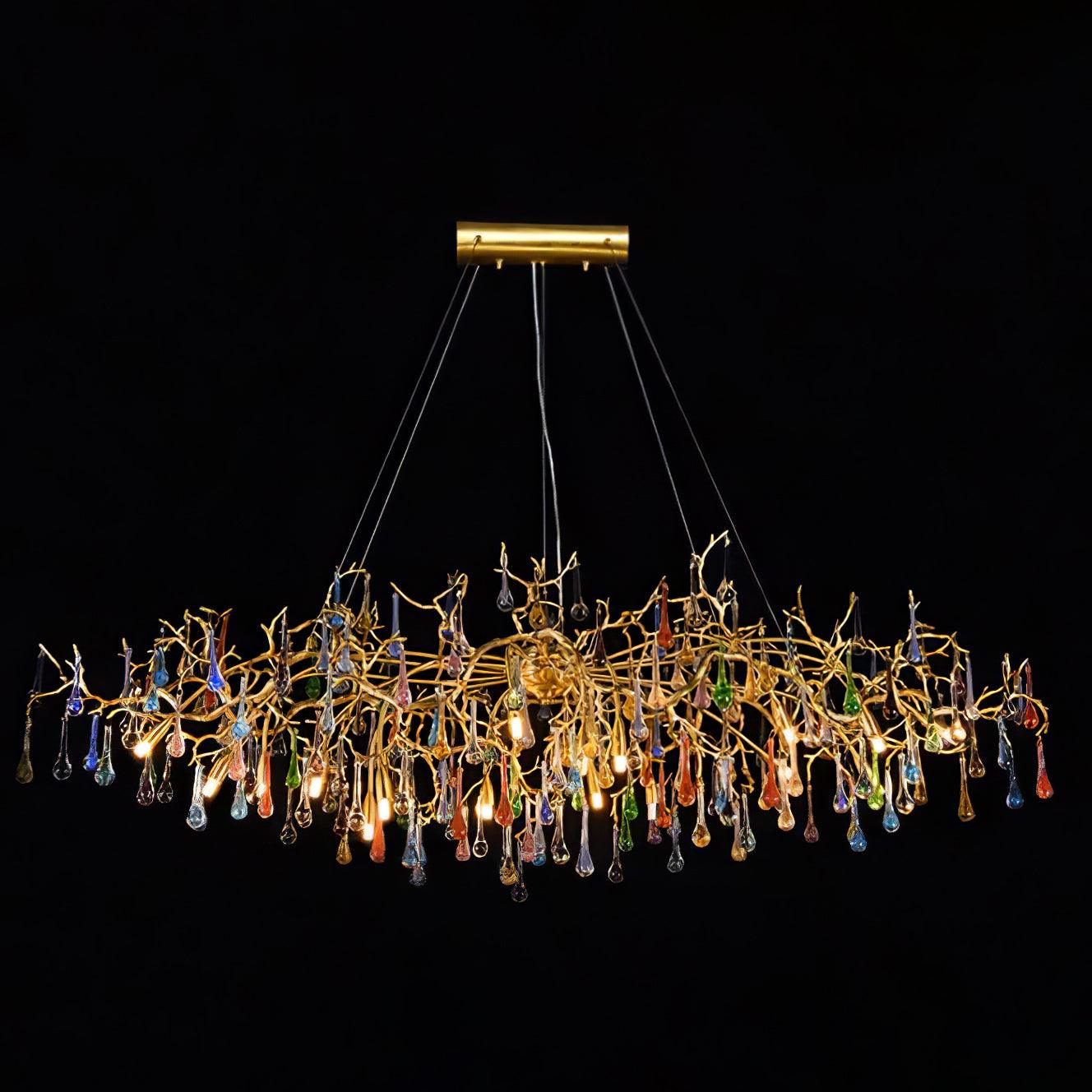 Sytheir Colorful Raindrop Branch Brass Crystal Chandelier - Image 18
