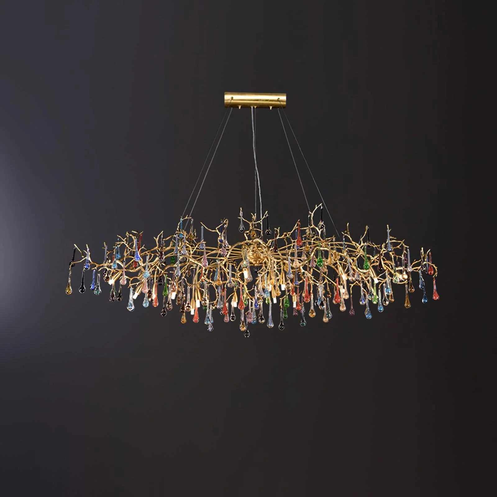Sytheir Colorful Raindrop Branch Brass Crystal Chandelier - Image 23