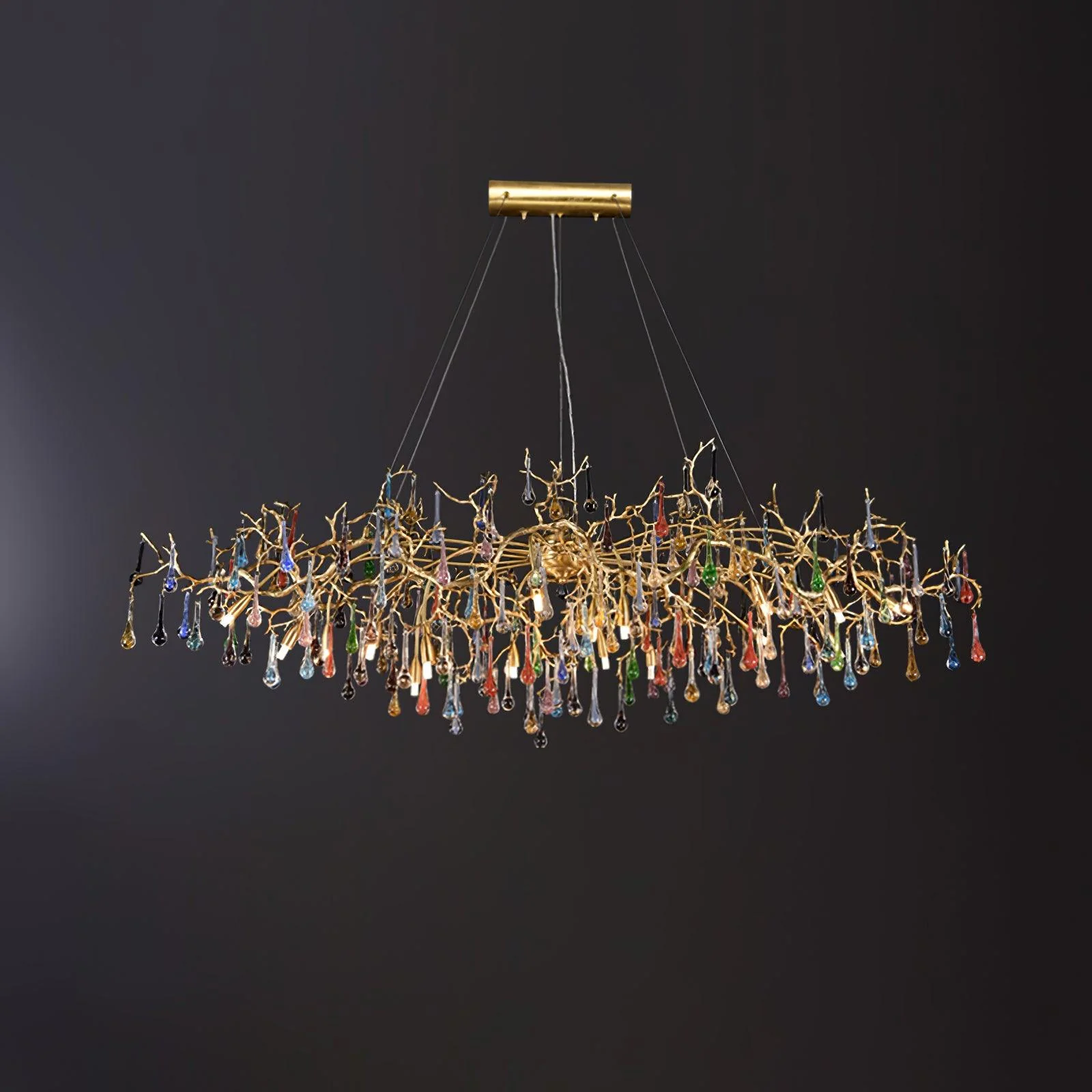 Sytheir Colorful Raindrop Branch Brass Crystal Chandelier - Image 7