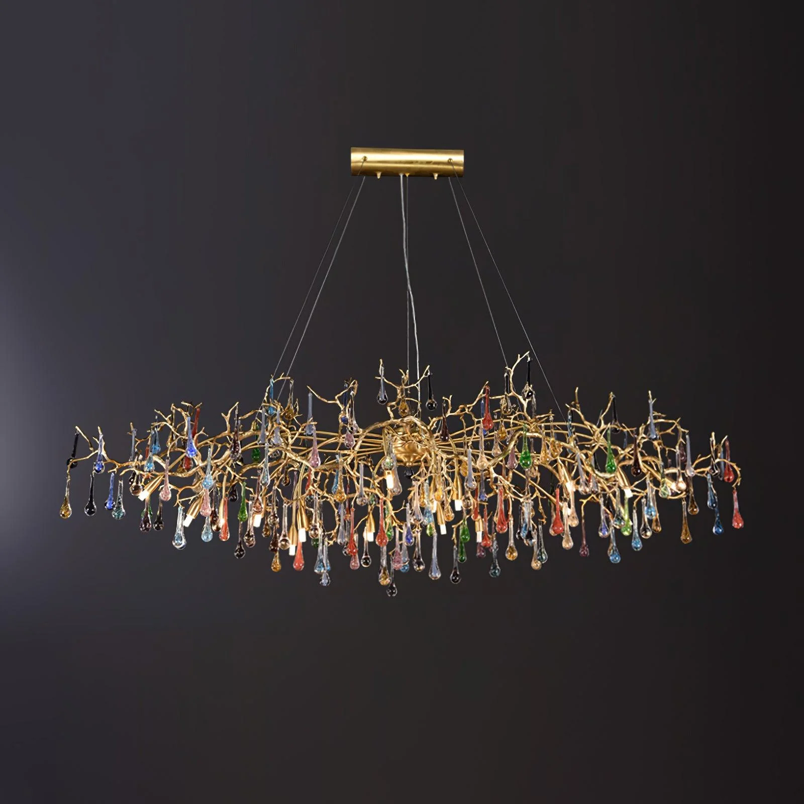 Sytheir Colorful Raindrop Branch Brass Crystal Chandelier - Image 8