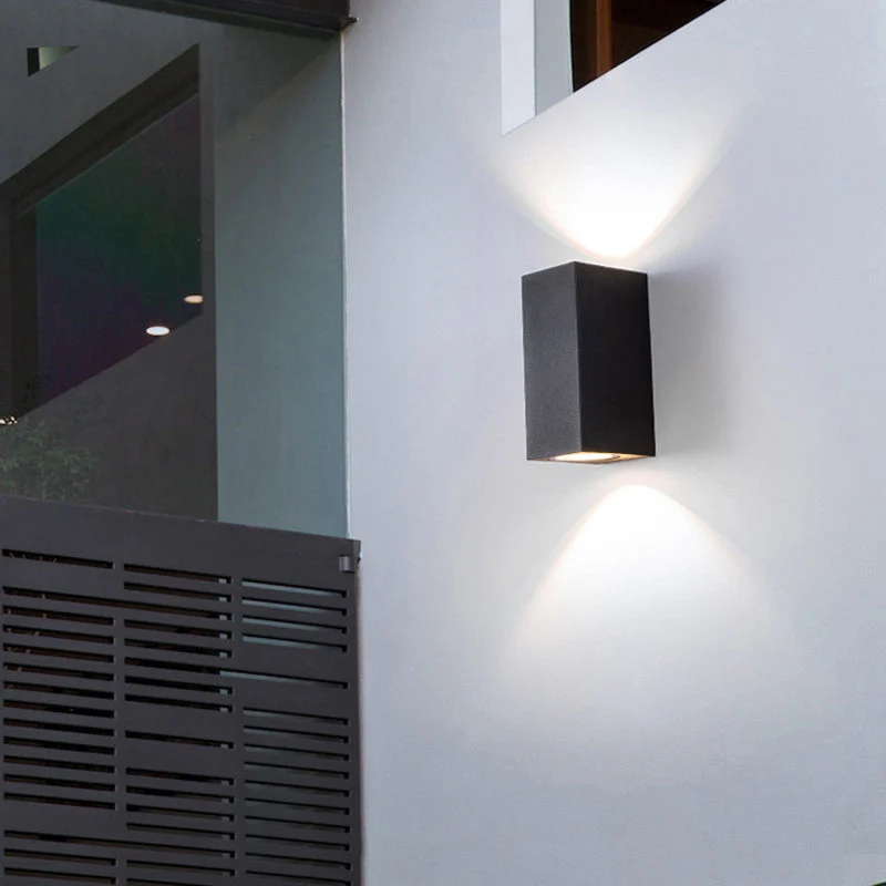 Tavon Minimalist Metal Square Outdoor Wall Lamp, Black - Image 12