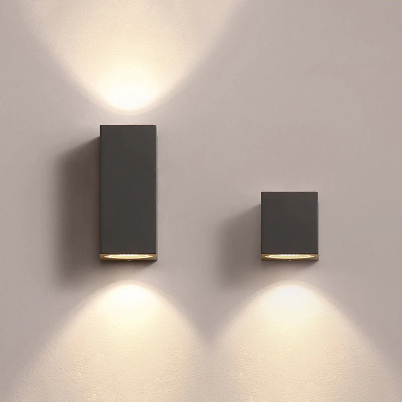 Tavon Minimalist Metal Square Outdoor Wall Lamp, Black - Image 2