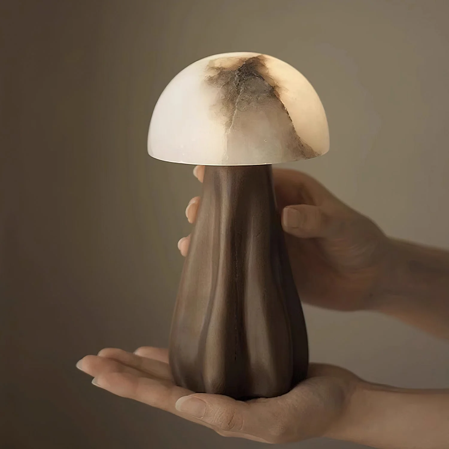 Terra Black Sculptural Wood & Alabaster Table Lamp - Image 5