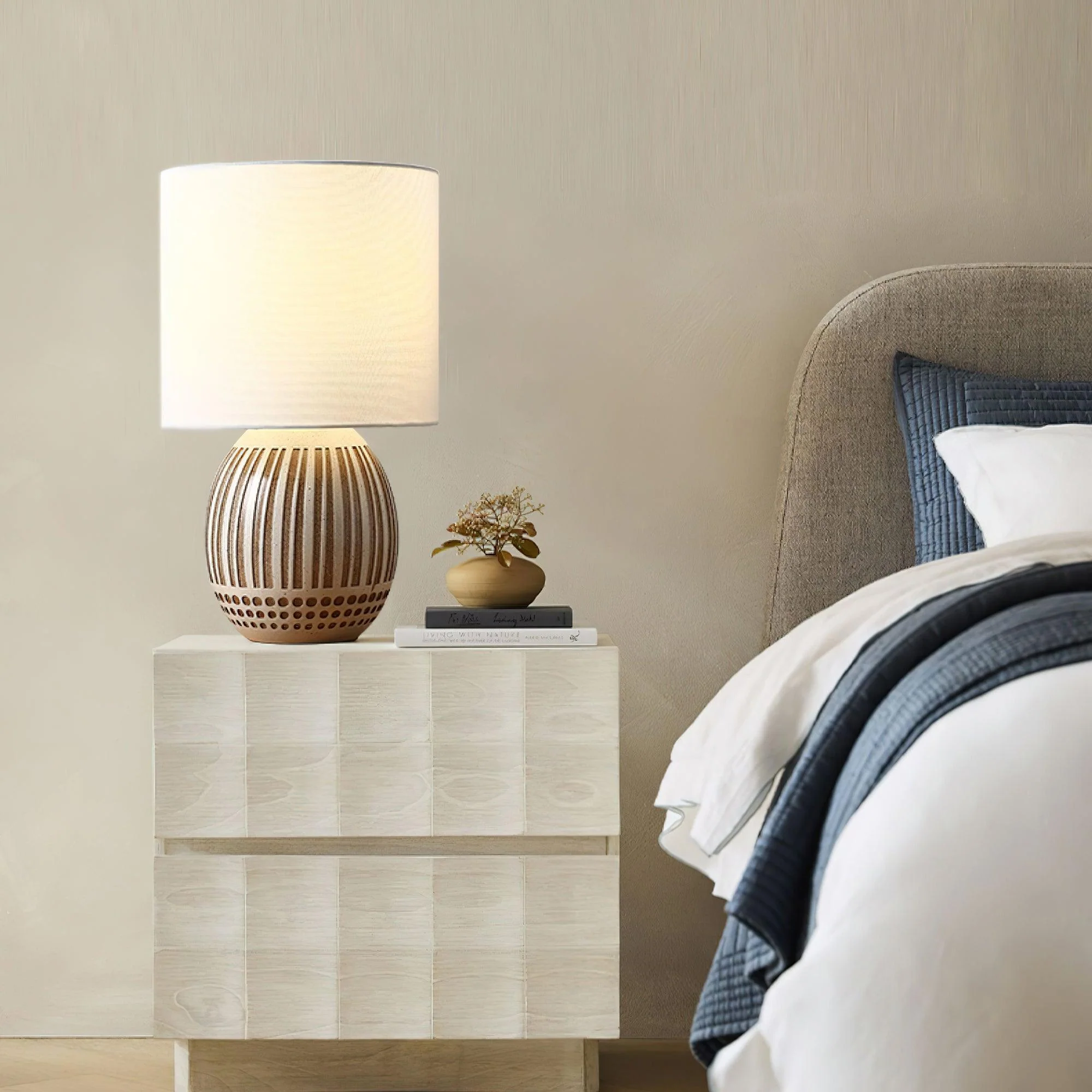 Terra Stripes Modern Ceramics Table Light - Image 2